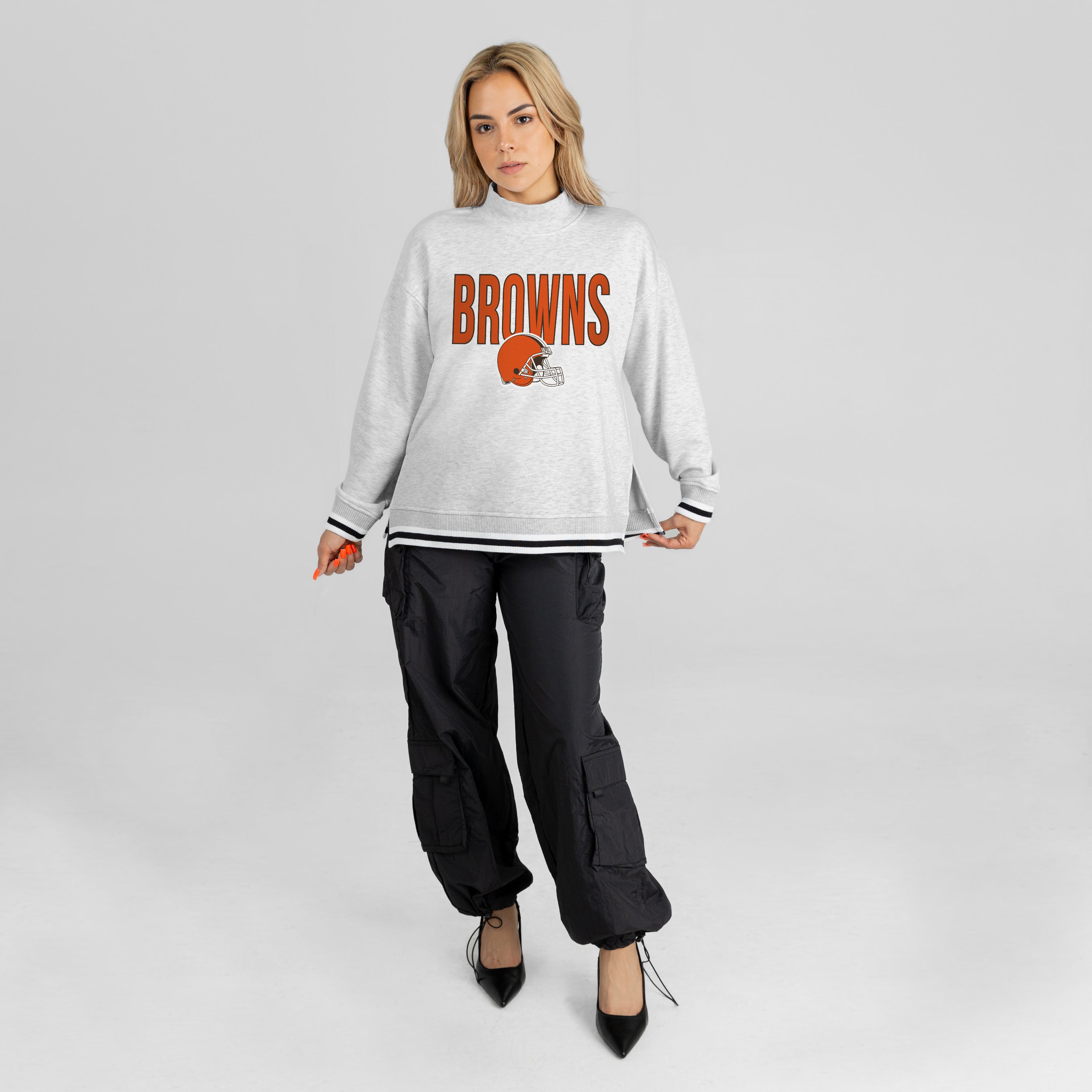 CLEVELAND BROWNS RALLY POINT CONTRAST MOCKNECK PULLOVER