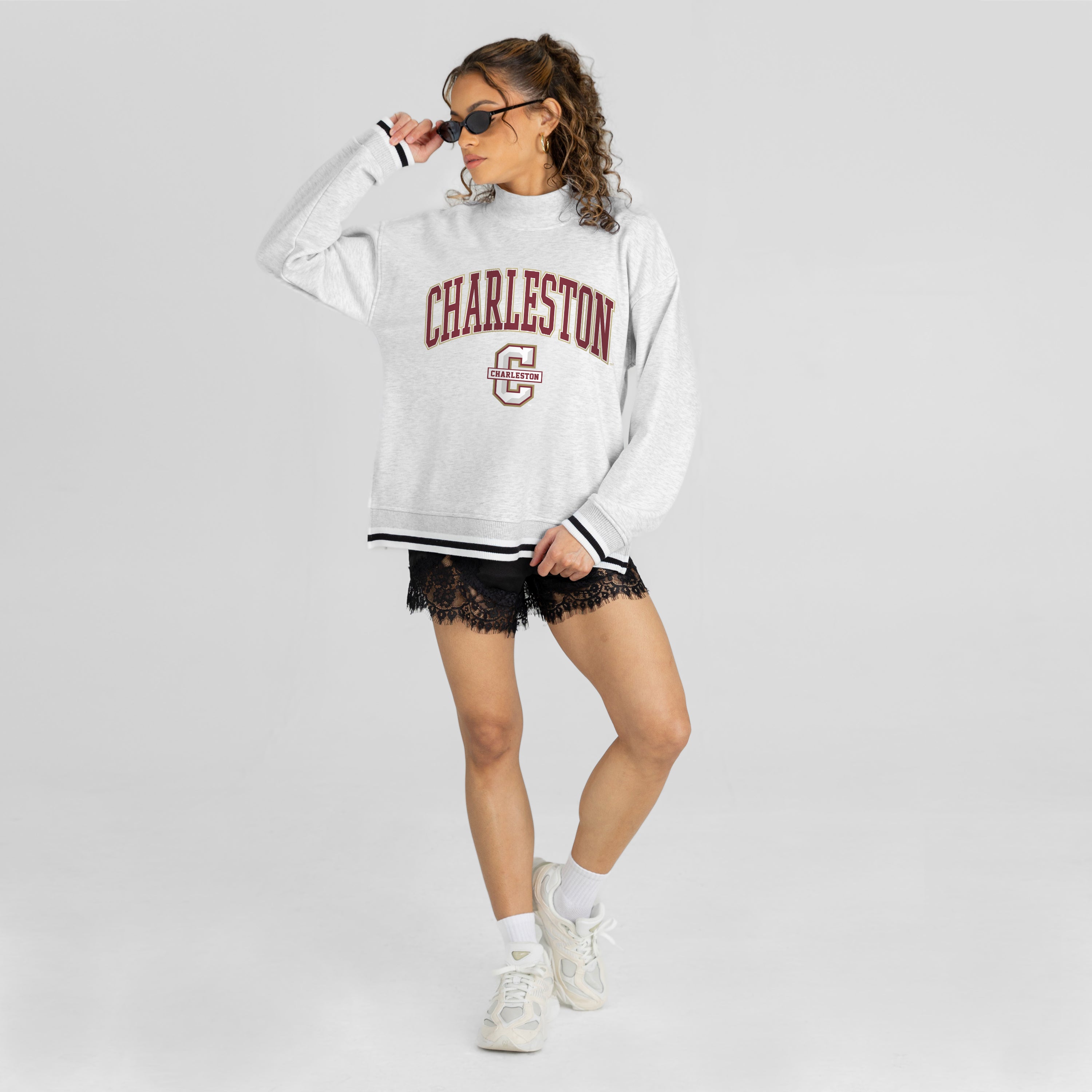 CHARLESTON COUGARS RALLY POINT CONTRAST MOCKNECK PULLOVER