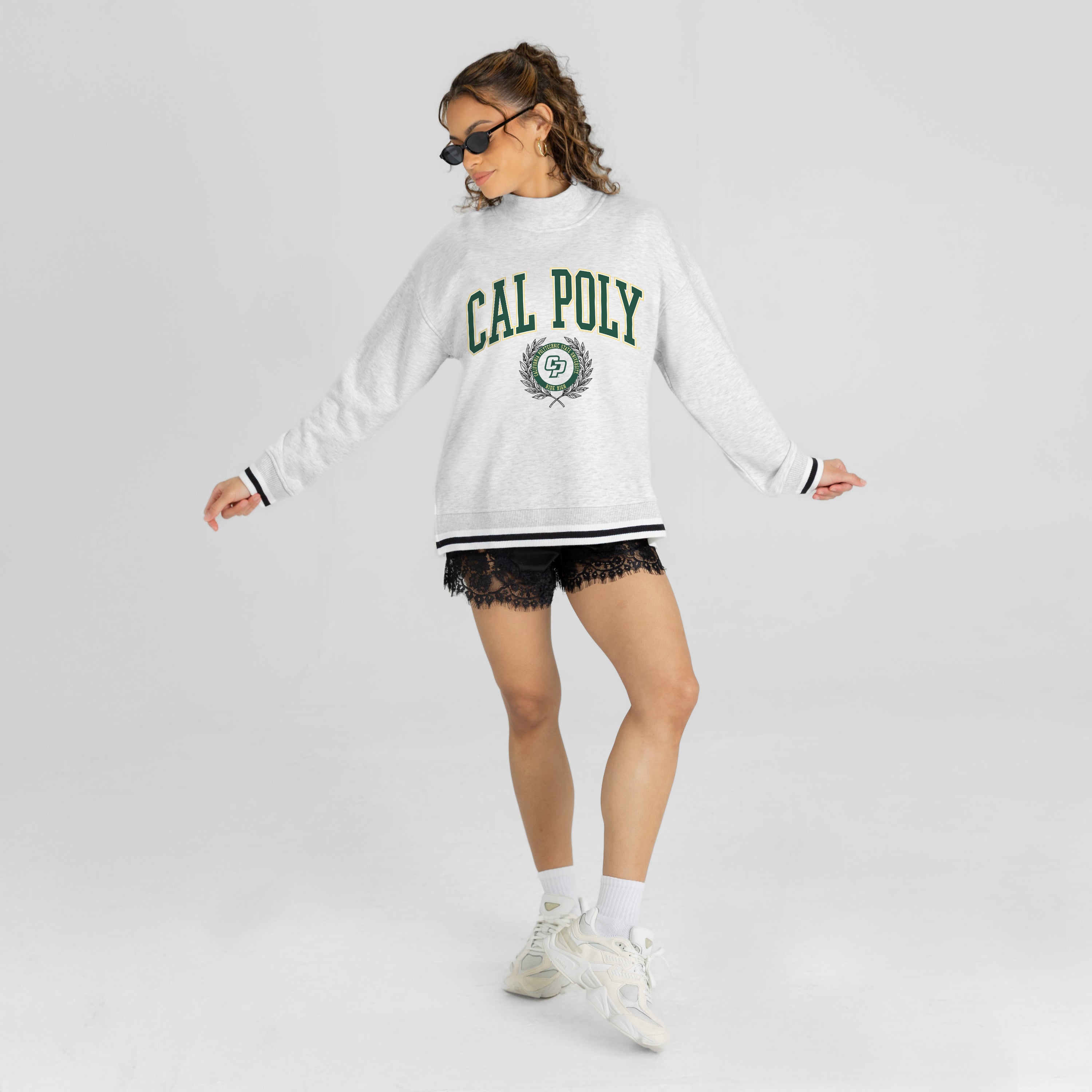 CAL POLY MUSTANGS RALLY POINT CONTRAST MOCKNECK PULLOVER