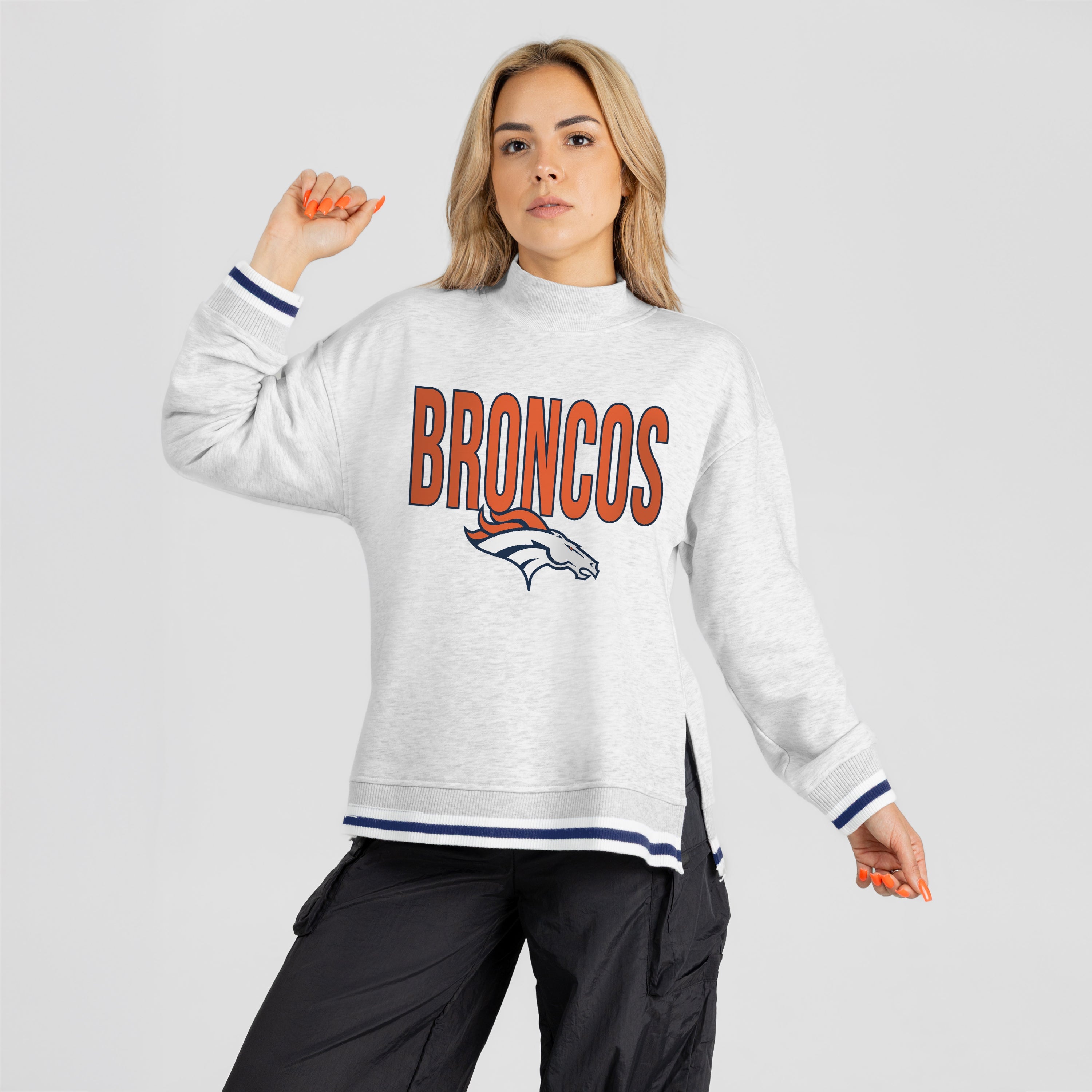 DENVER BRONCOS RALLY POINT CONTRAST MOCKNECK PULLOVER