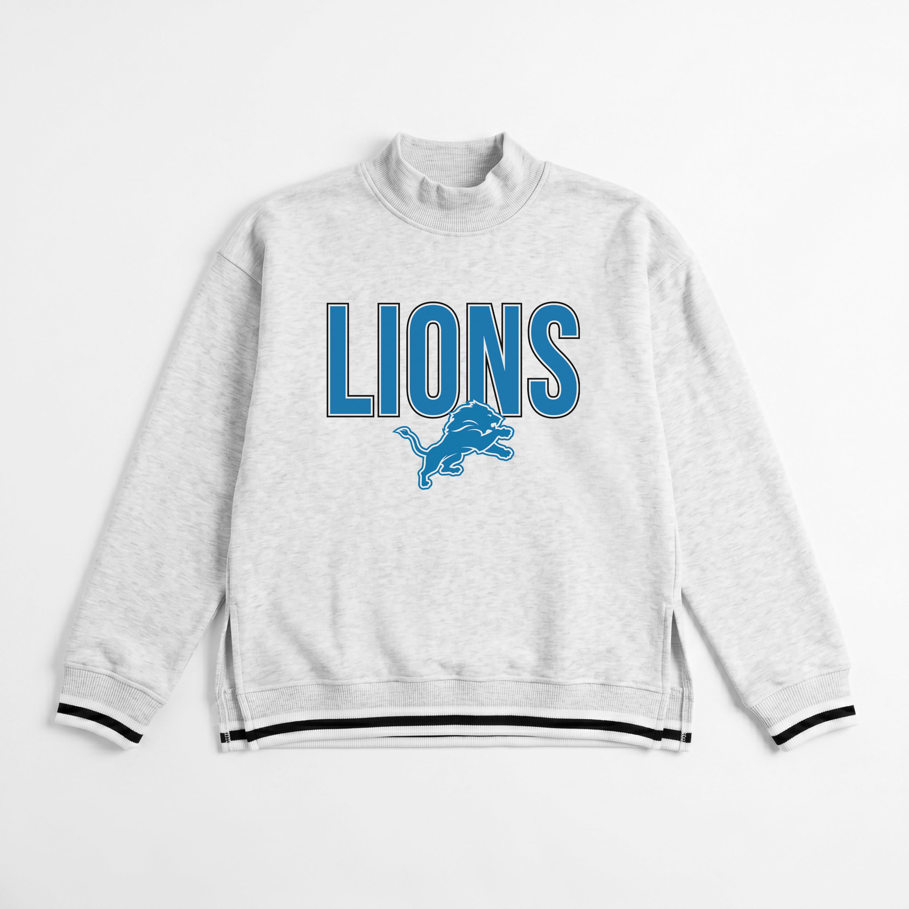 DETROIT LIONS RALLY POINT CONTRAST MOCKNECK PULLOVER