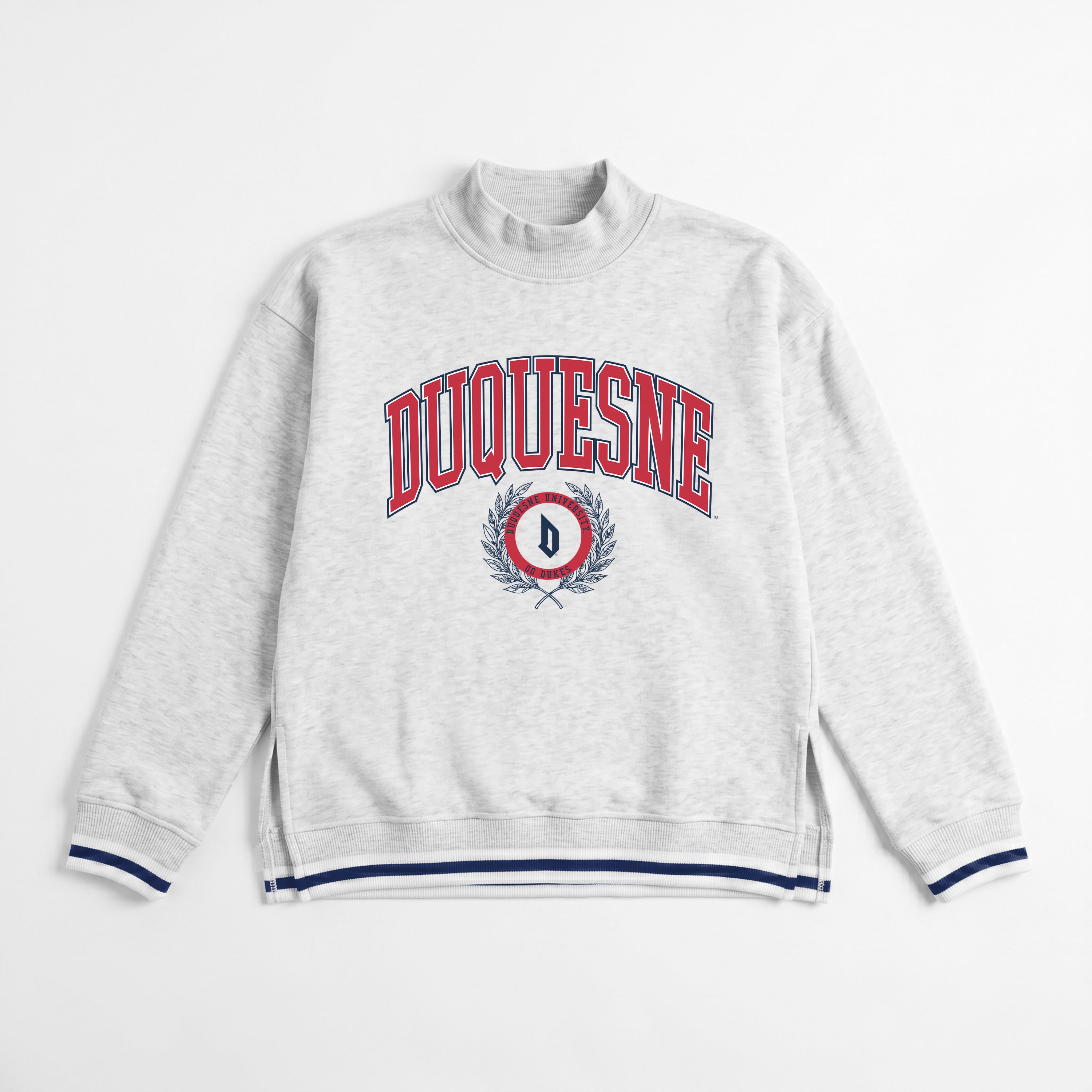DUQUESNE UNIVERSITY DUKES RALLY POINT CONTRAST MOCKNECK PULLOVER