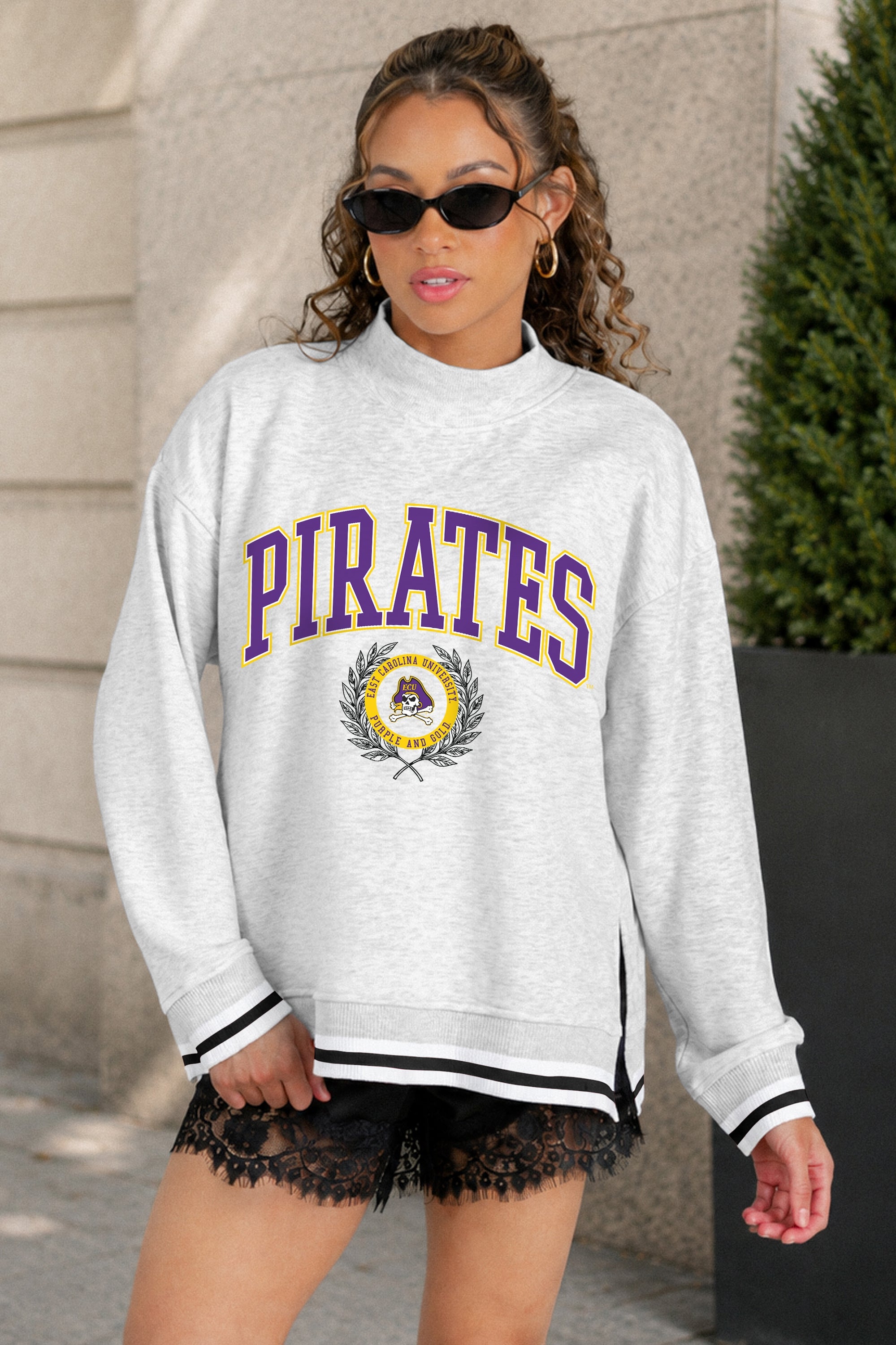 EAST CAROLINA PIRATES RALLY POINT CONTRAST MOCKNECK PULLOVER