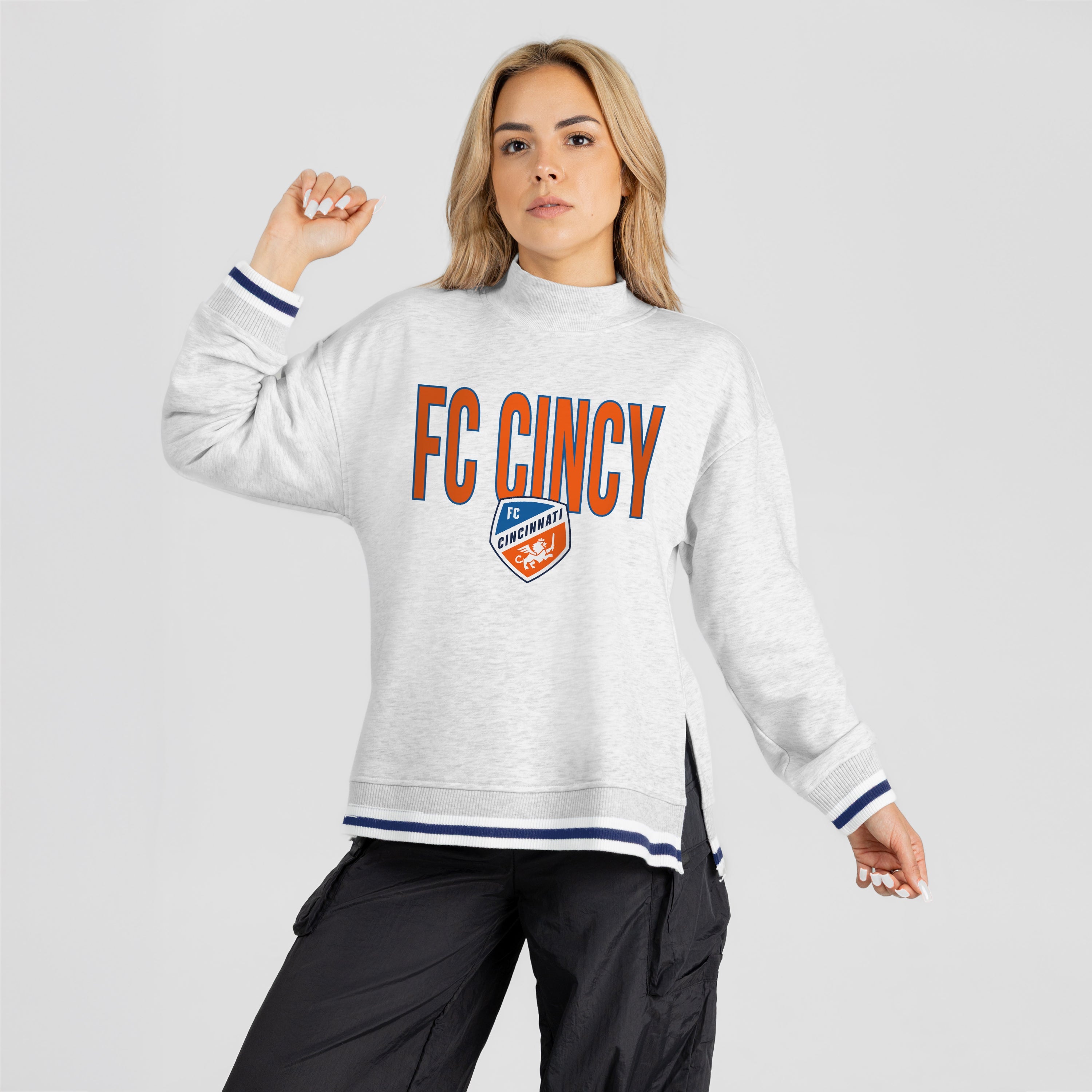 FC CINCINNATI RALLY POINT CONTRAST MOCKNECK PULLOVER
