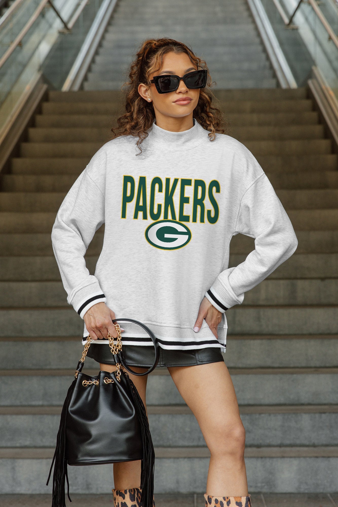 GREEN BAY PACKERS RALLY POINT CONTRAST MOCKNECK PULLOVER