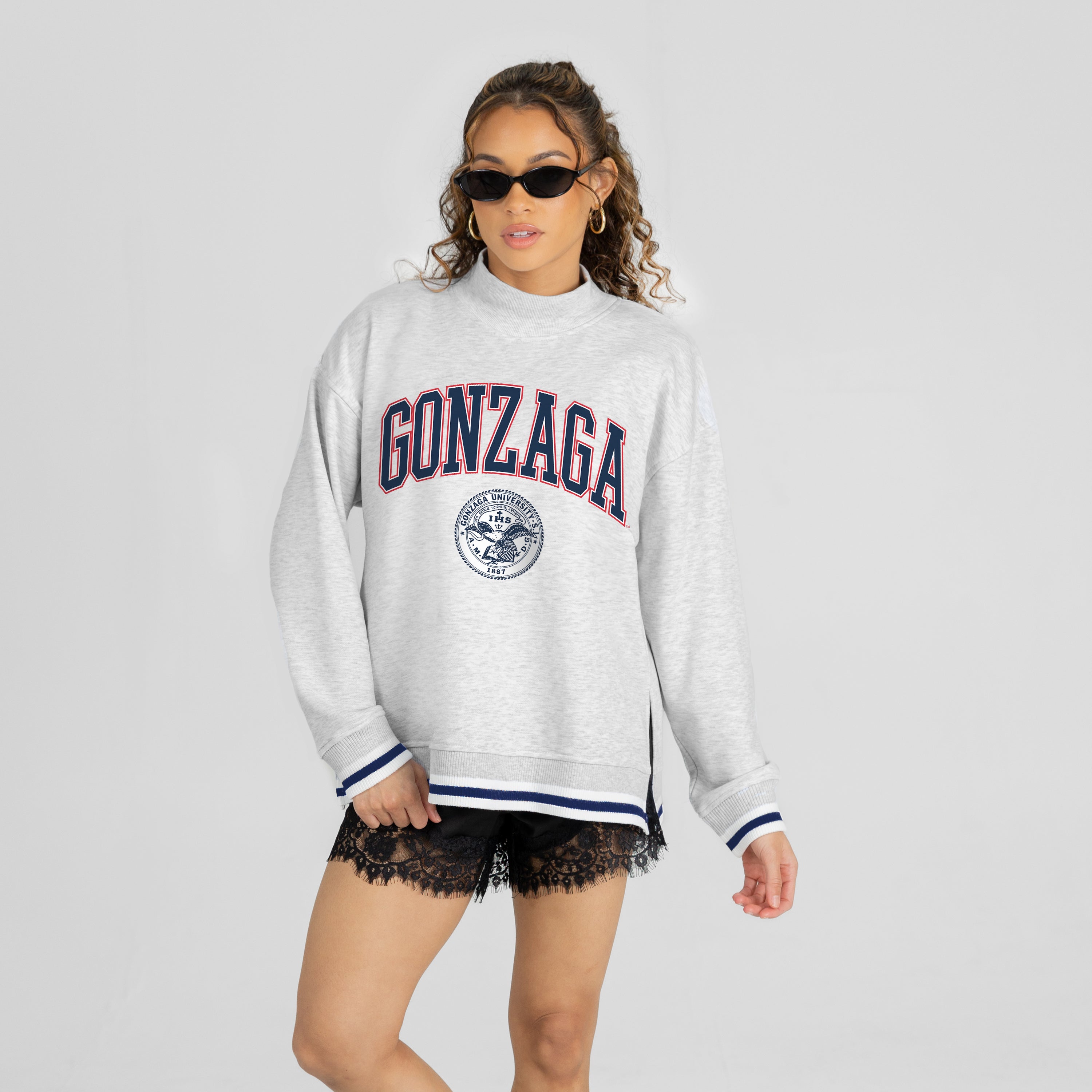 GONZAGA BULLDOGS RALLY POINT CONTRAST MOCKNECK PULLOVER