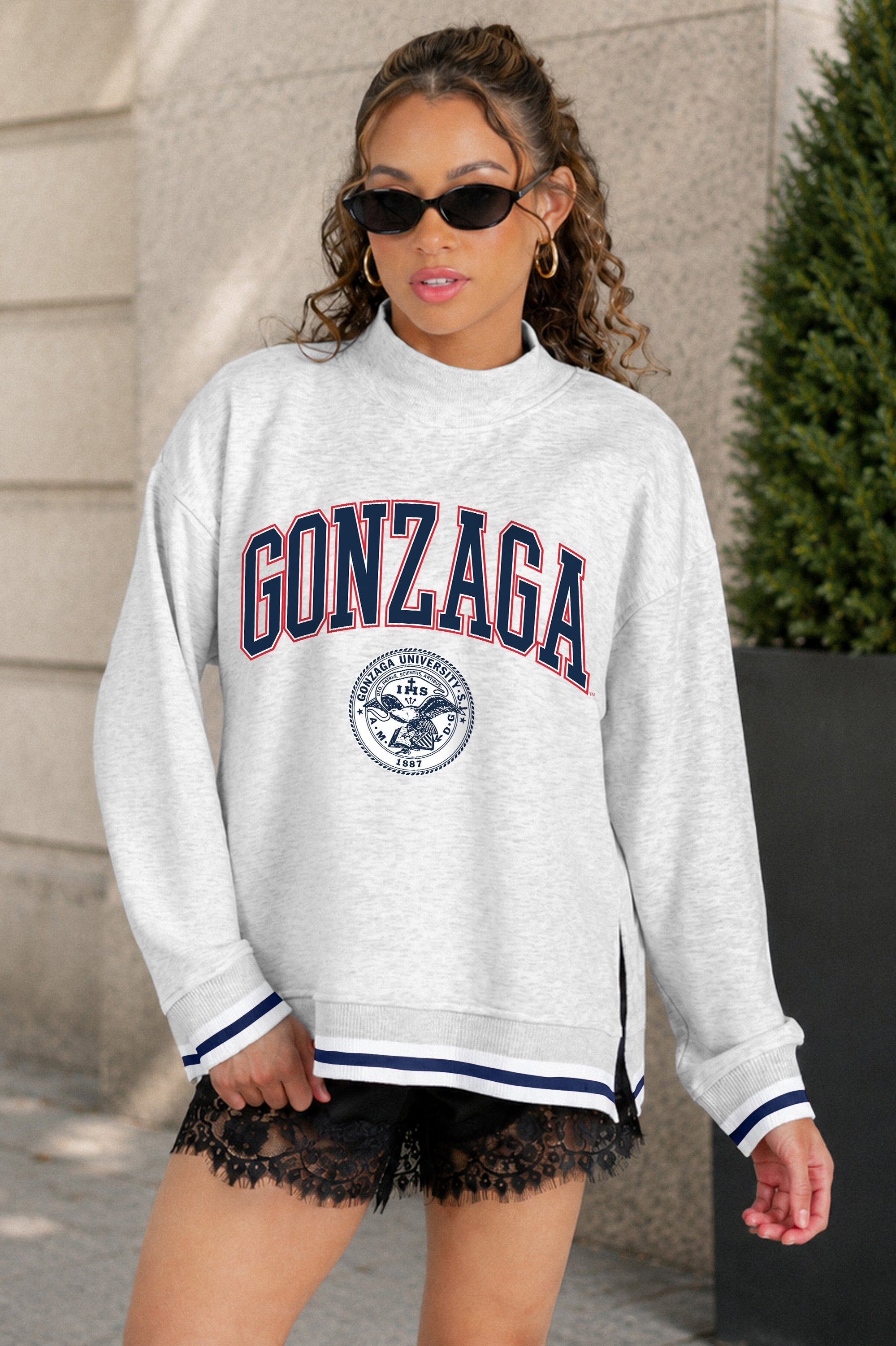 GONZAGA BULLDOGS RALLY POINT CONTRAST MOCKNECK PULLOVER