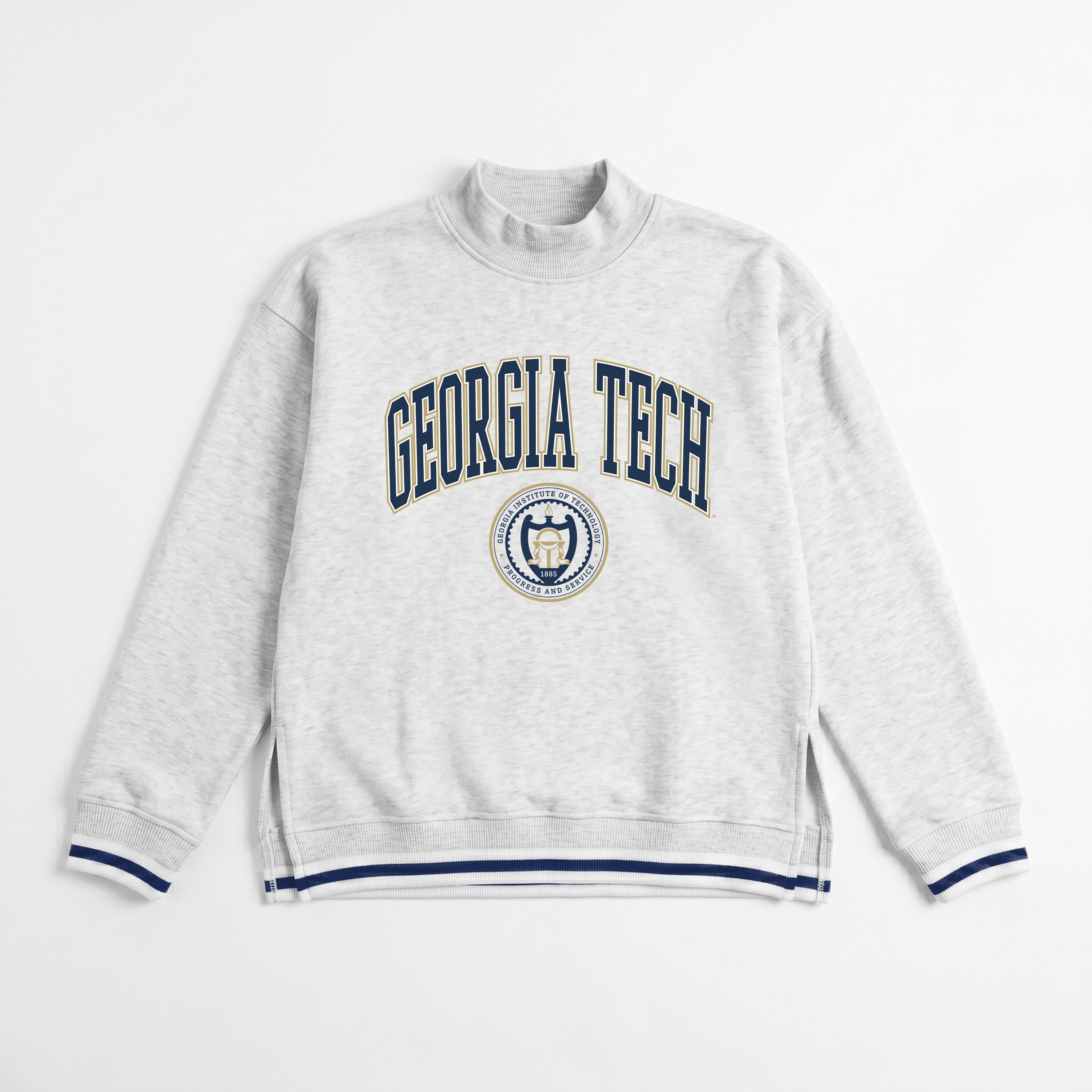 GEORGIA TECH YELLOW JACKETS RALLY POINT CONTRAST MOCKNECK PULLOVER