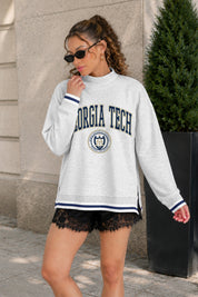 GEORGIA TECH YELLOW JACKETS RALLY POINT CONTRAST MOCKNECK PULLOVER