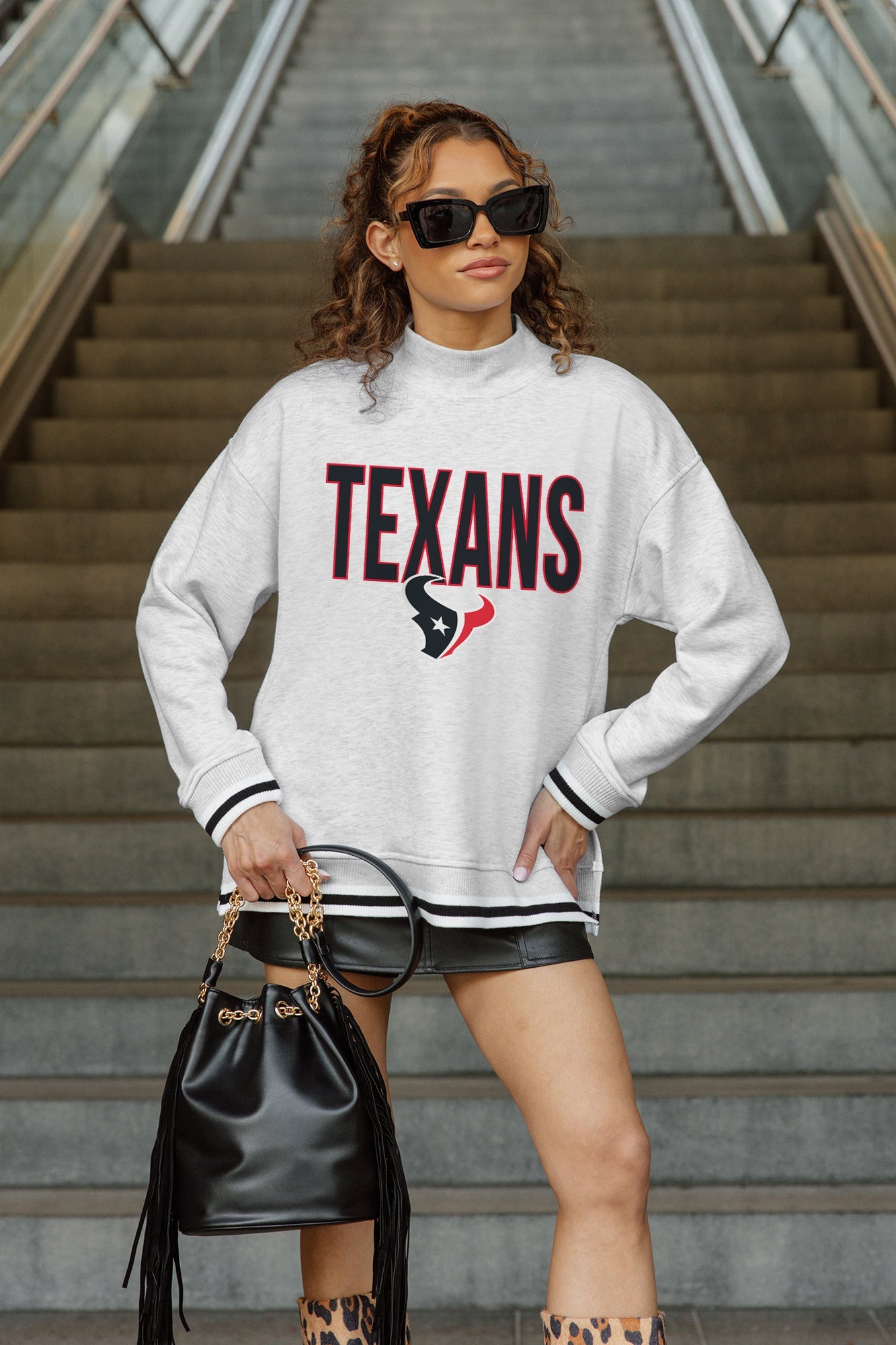 HOUSTON TEXANS RALLY POINT CONTRAST MOCKNECK PULLOVER