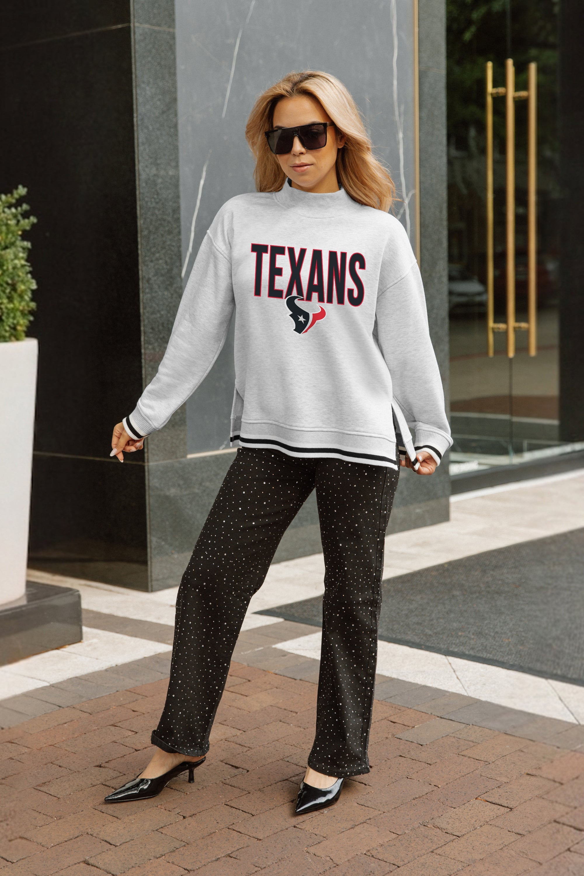 HOUSTON TEXANS RALLY POINT CONTRAST MOCKNECK PULLOVER
