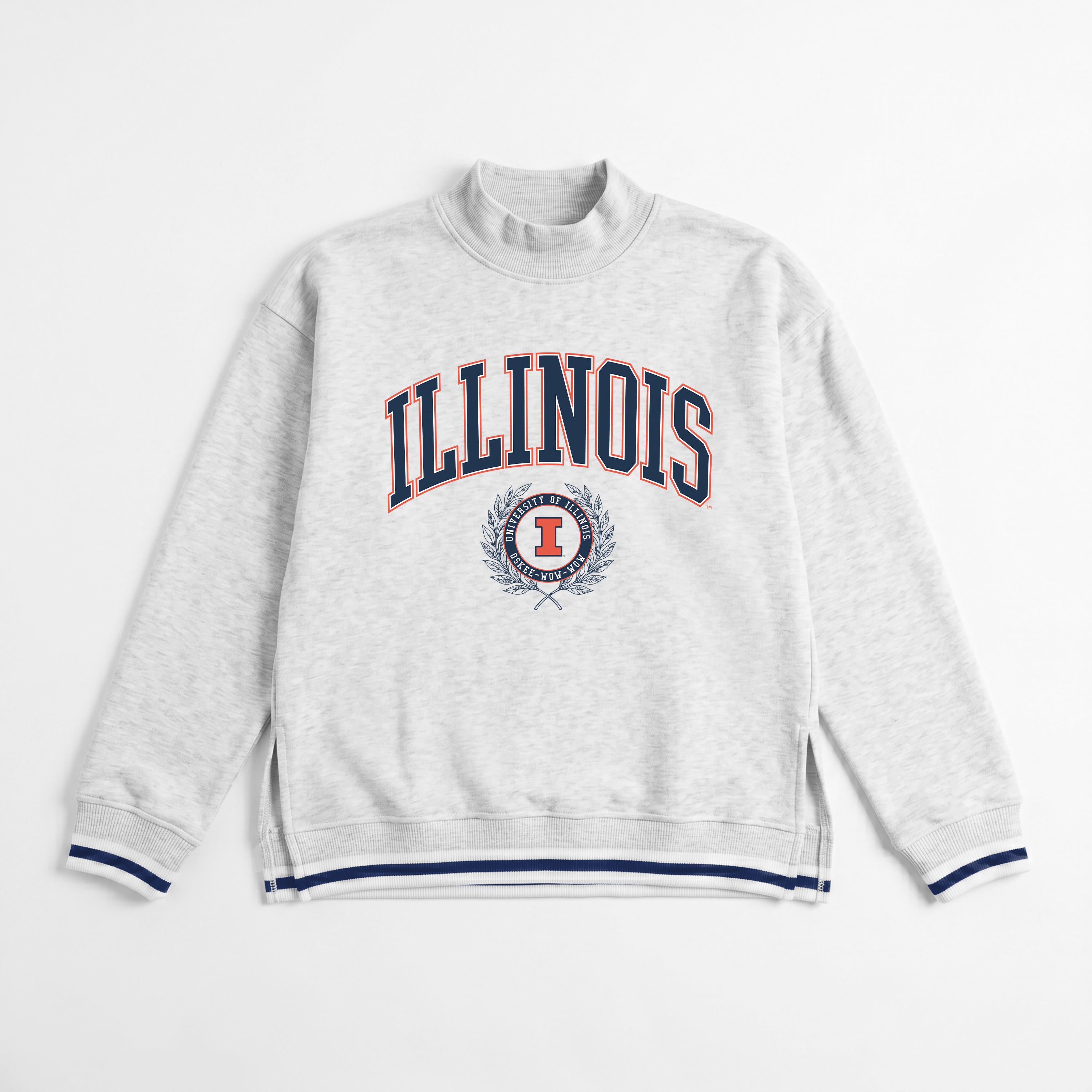 ILLINOIS FIGHTING ILLINI RALLY POINT CONTRAST MOCKNECK PULLOVER