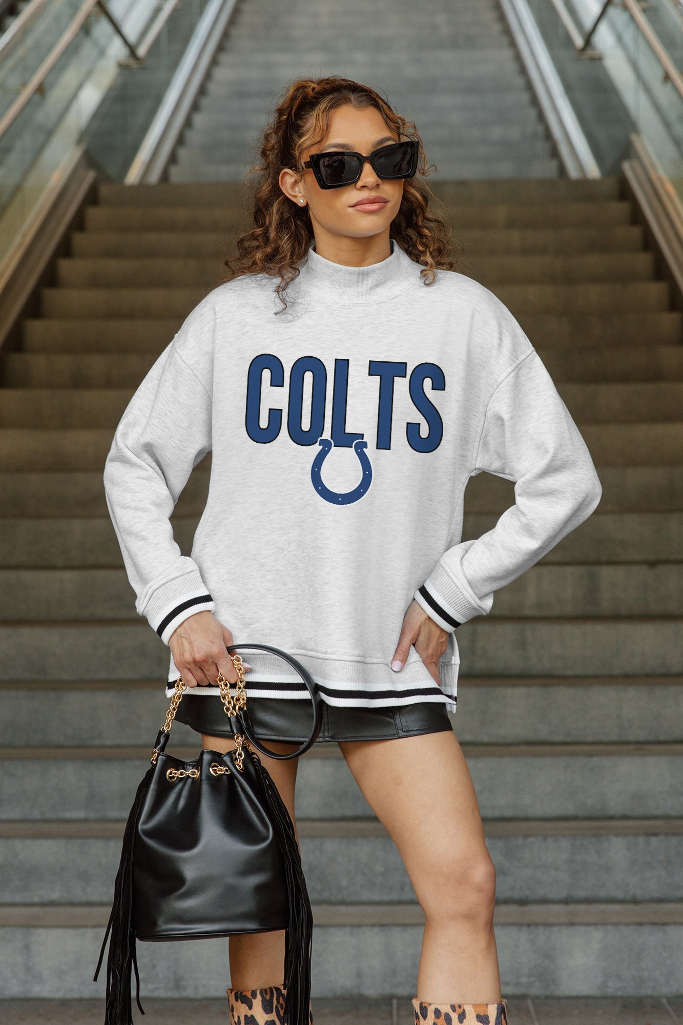 INDIANAPOLIS COLTS RALLY POINT CONTRAST MOCKNECK PULLOVER