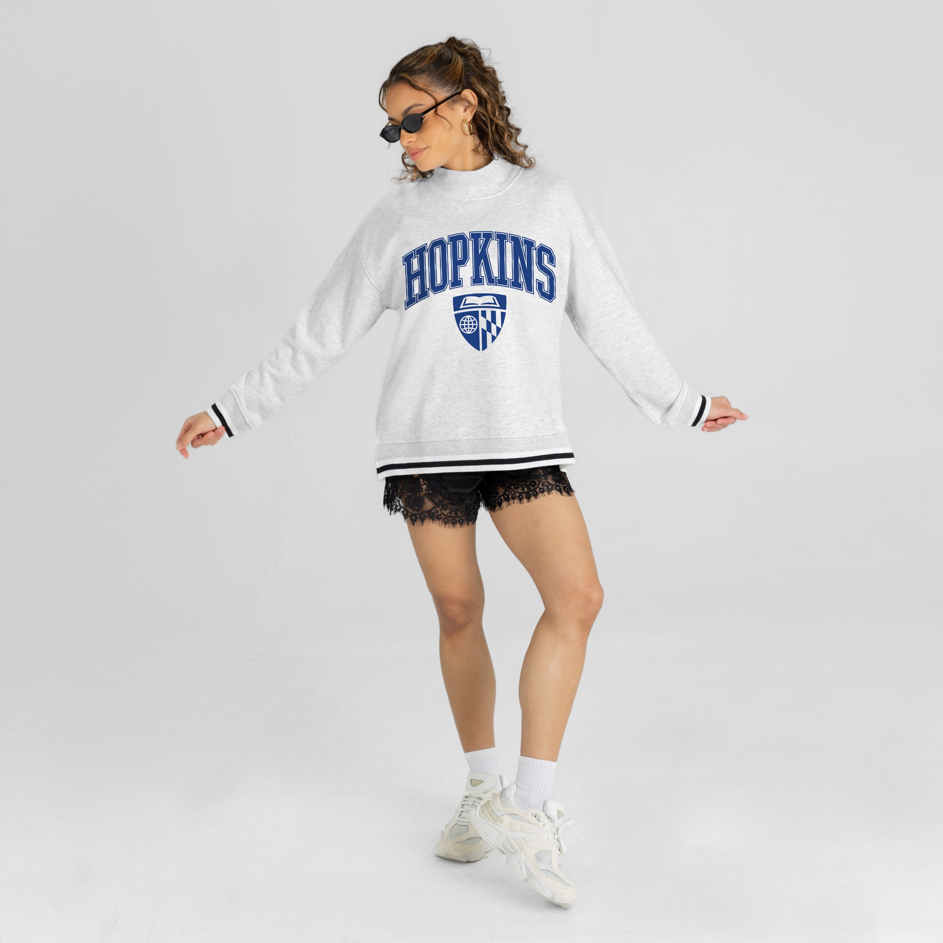JOHNS HOPKINS BLUEJAYS RALLY POINT CONTRAST MOCKNECK PULLOVER