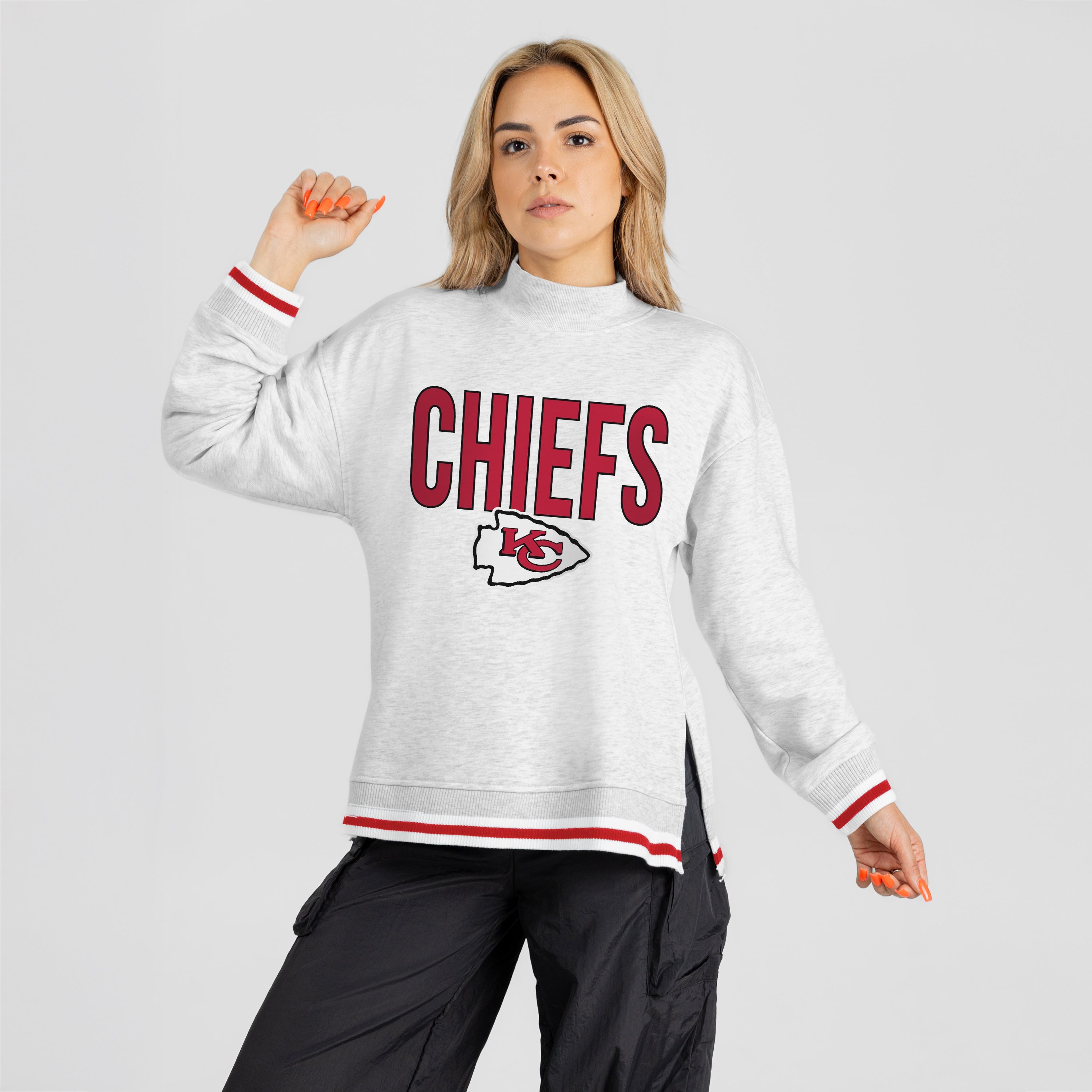 KANSAS CITY CHIEFS RALLY POINT CONTRAST MOCKNECK PULLOVER