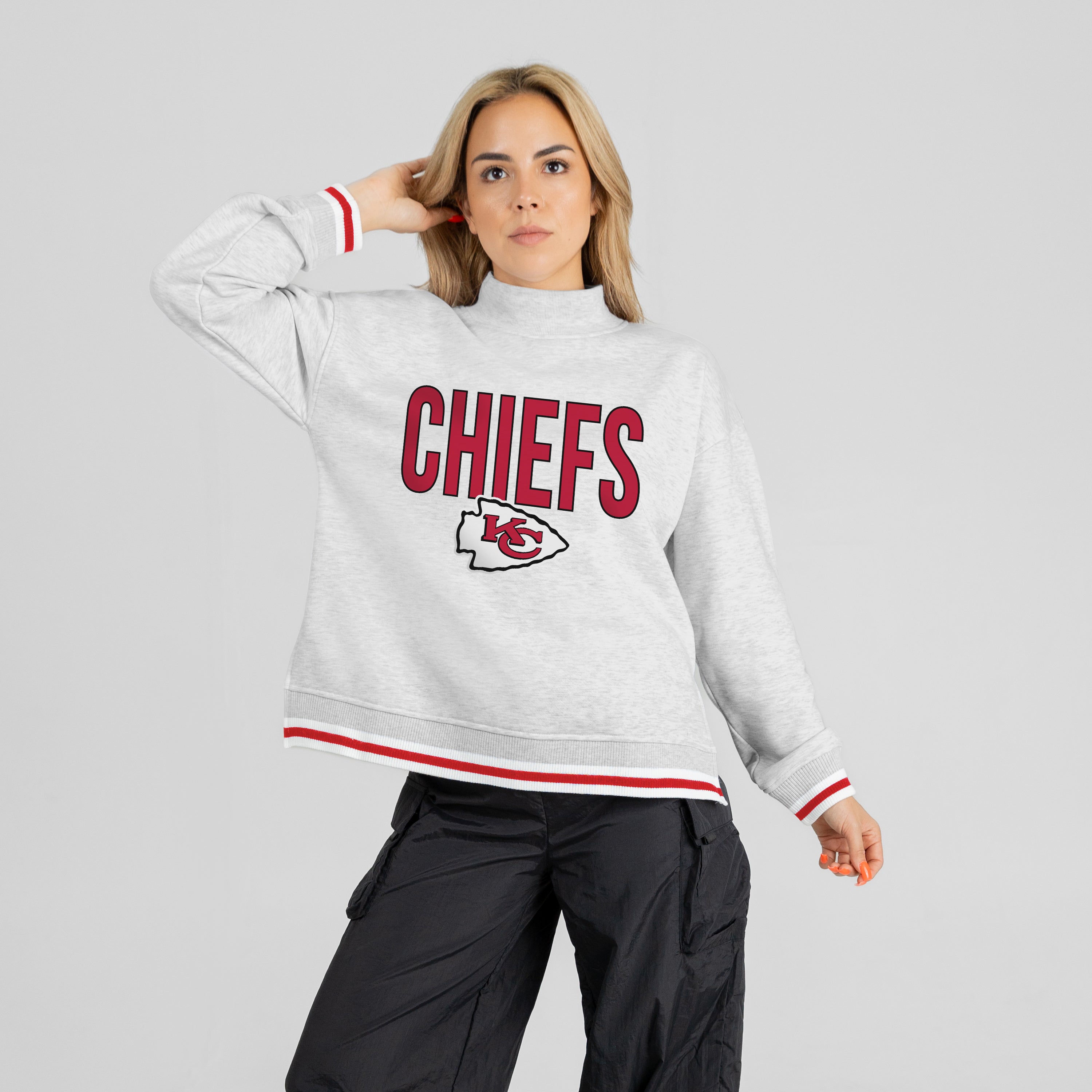 KANSAS CITY CHIEFS RALLY POINT CONTRAST MOCKNECK PULLOVER