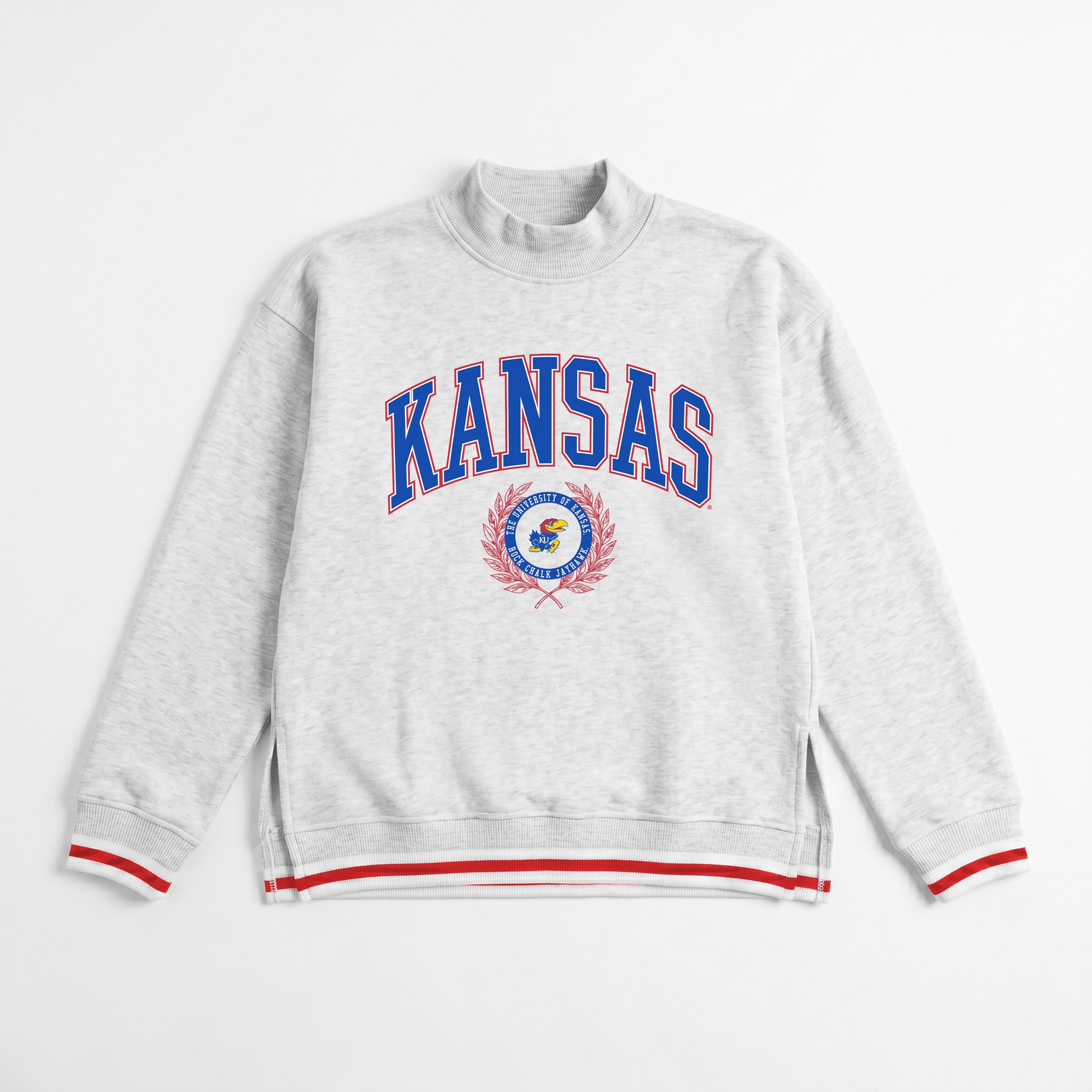KANSAS JAYHAWKS RALLY POINT CONTRAST MOCKNECK PULLOVER