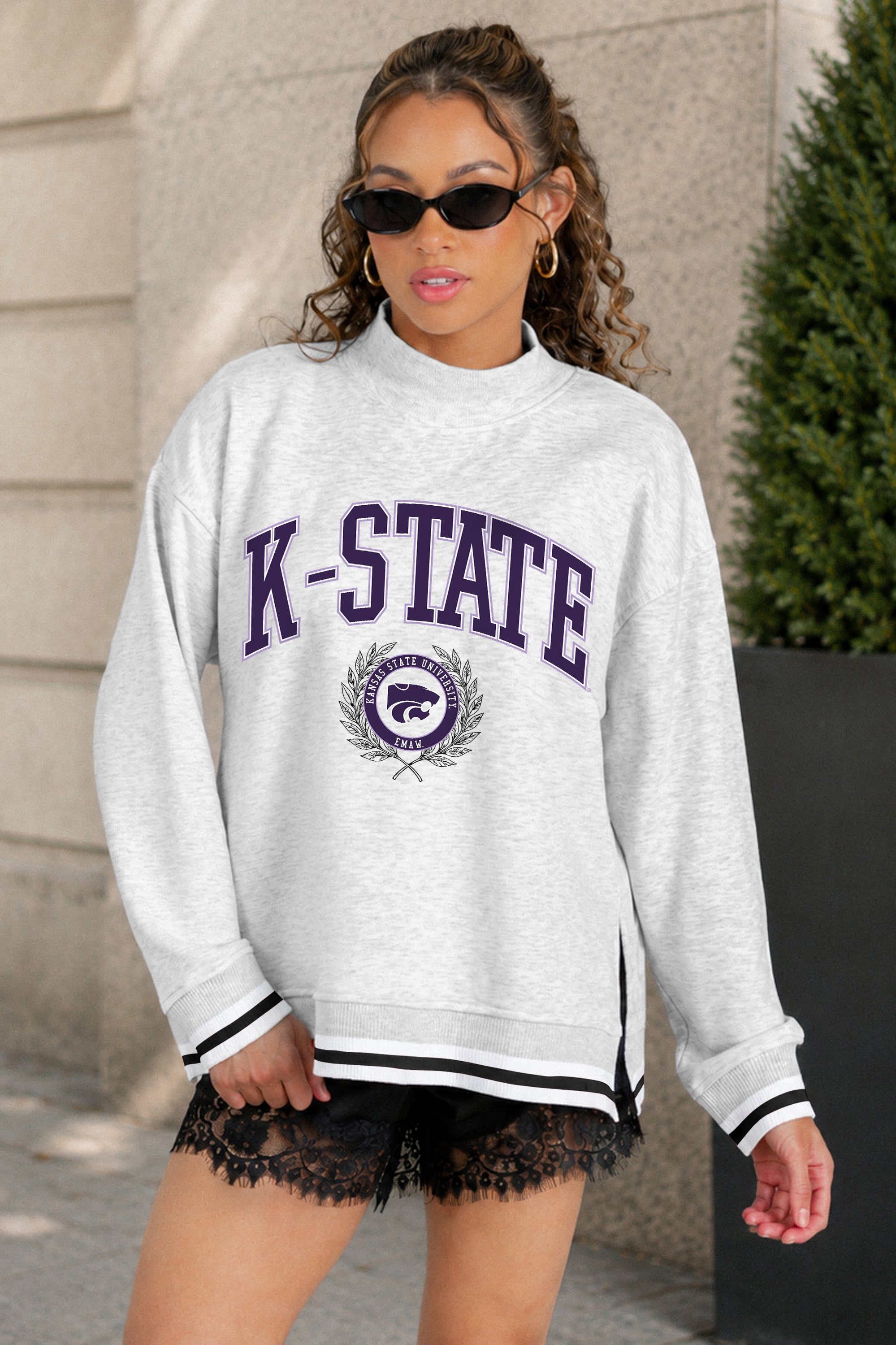 KANSAS STATE WILDCATS RALLY POINT CONTRAST MOCKNECK PULLOVER
