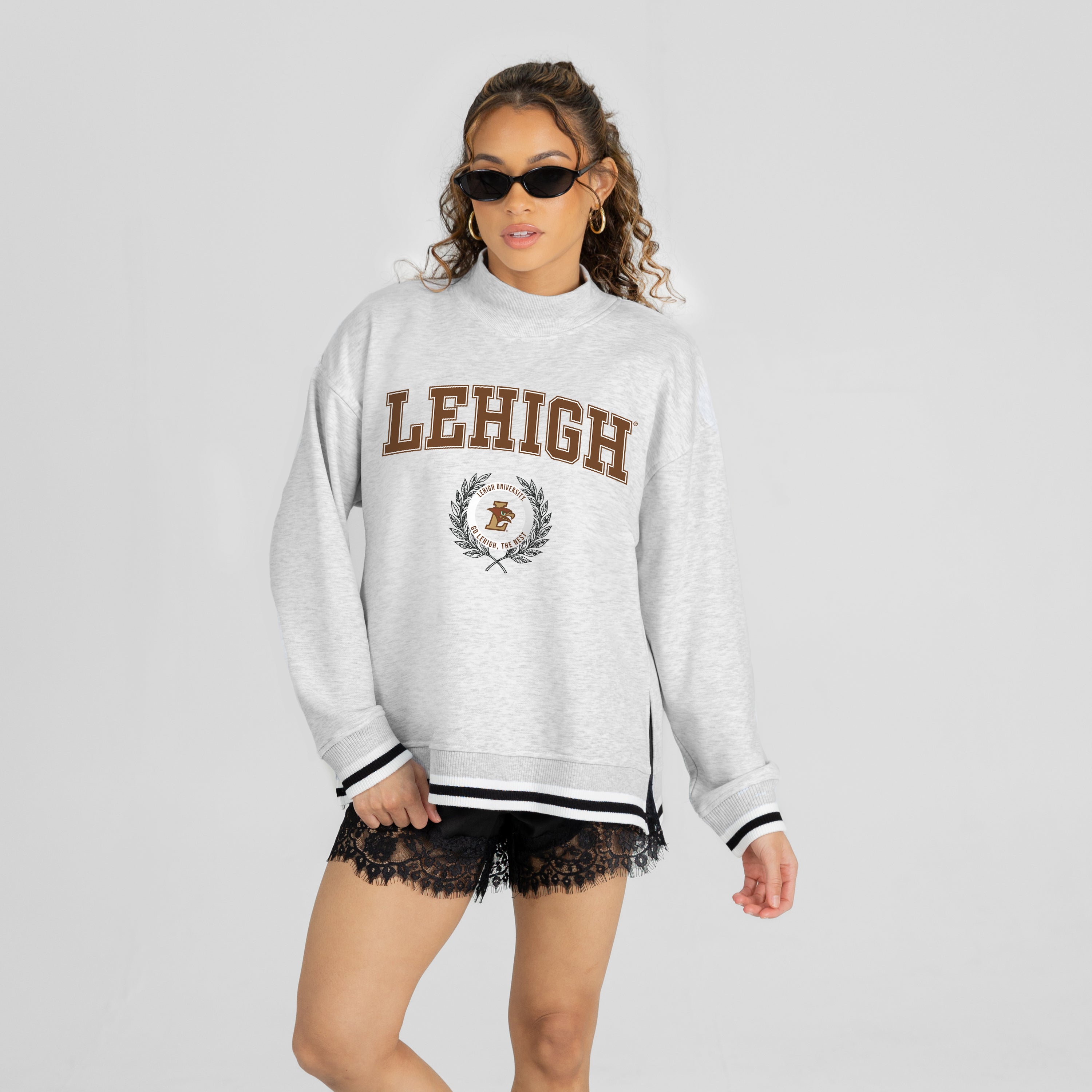 LEHIGH MOUNTAIN HAWKS RALLY POINT CONTRAST MOCKNECK PULLOVER