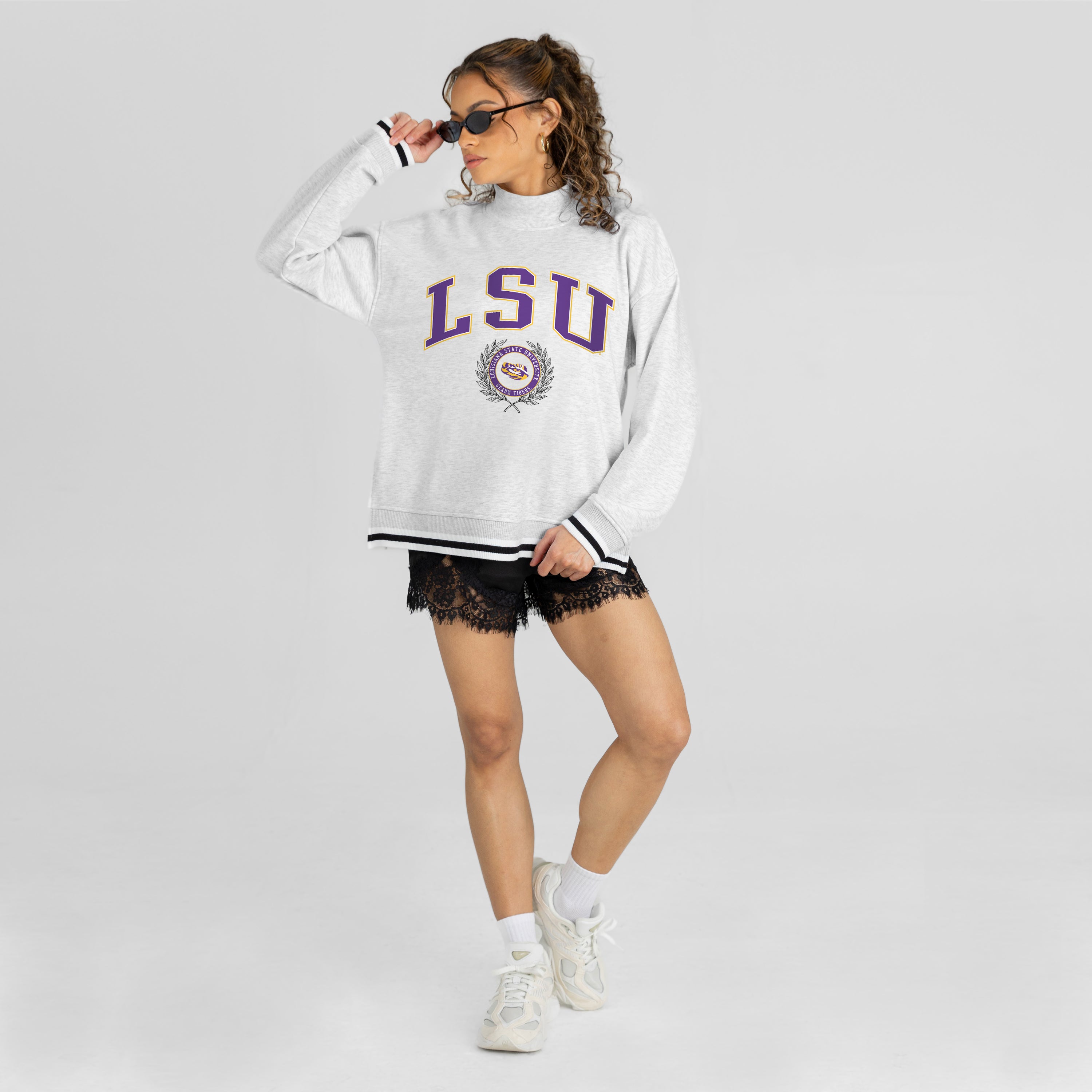 LSU TIGERS RALLY POINT CONTRAST MOCKNECK PULLOVER