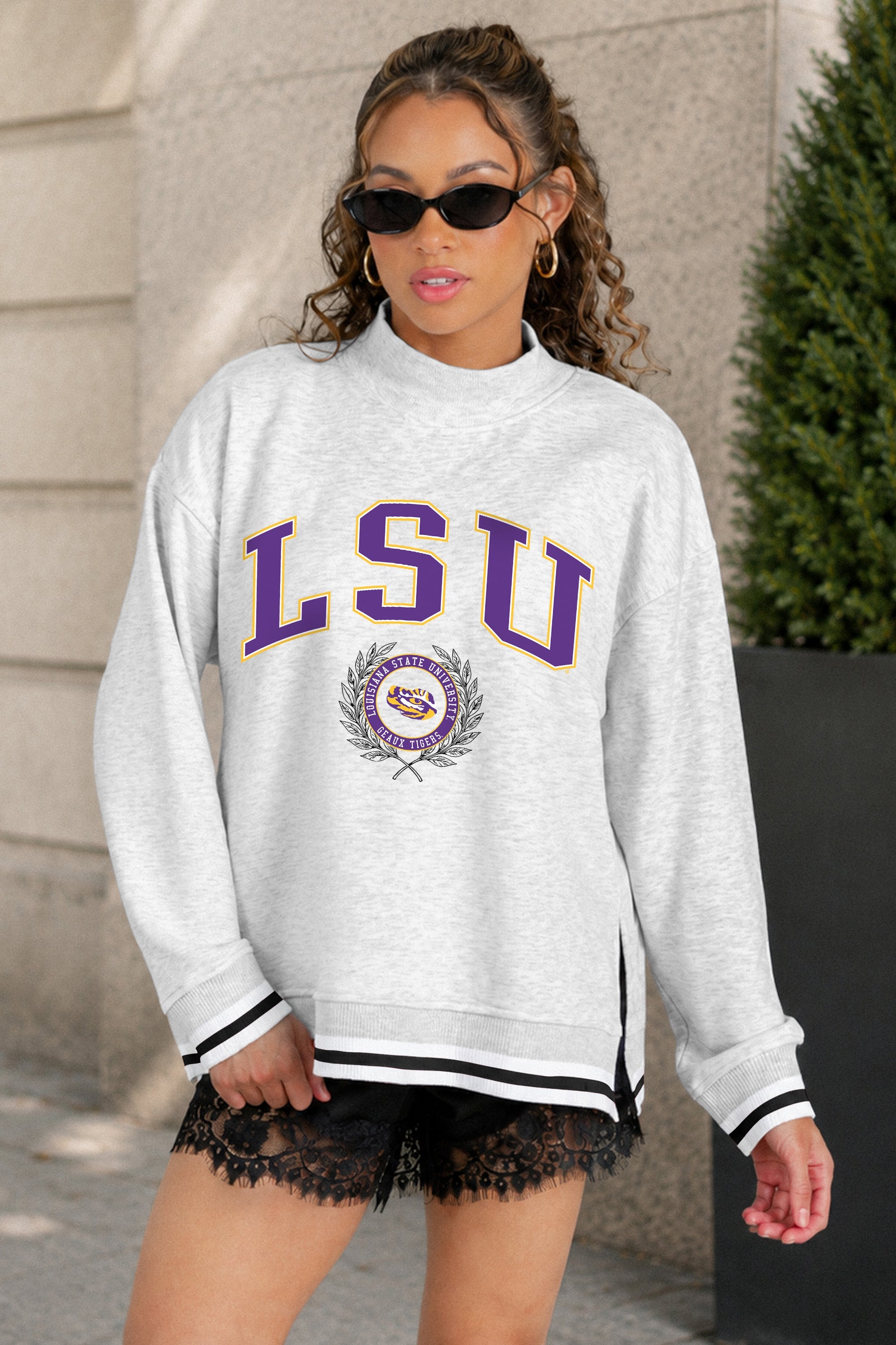 LSU TIGERS RALLY POINT CONTRAST MOCKNECK PULLOVER