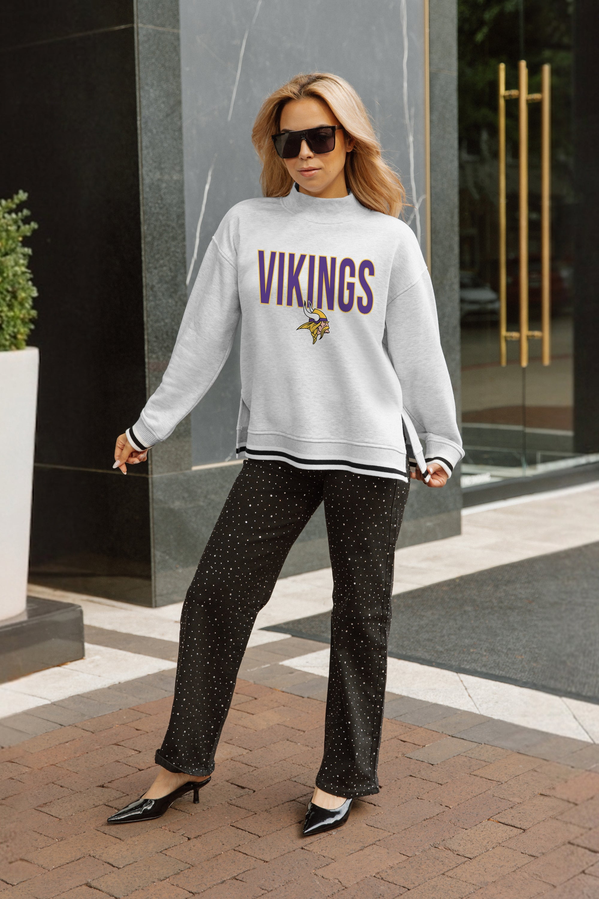 MINNESOTA VIKINGS RALLY POINT CONTRAST MOCKNECK PULLOVER