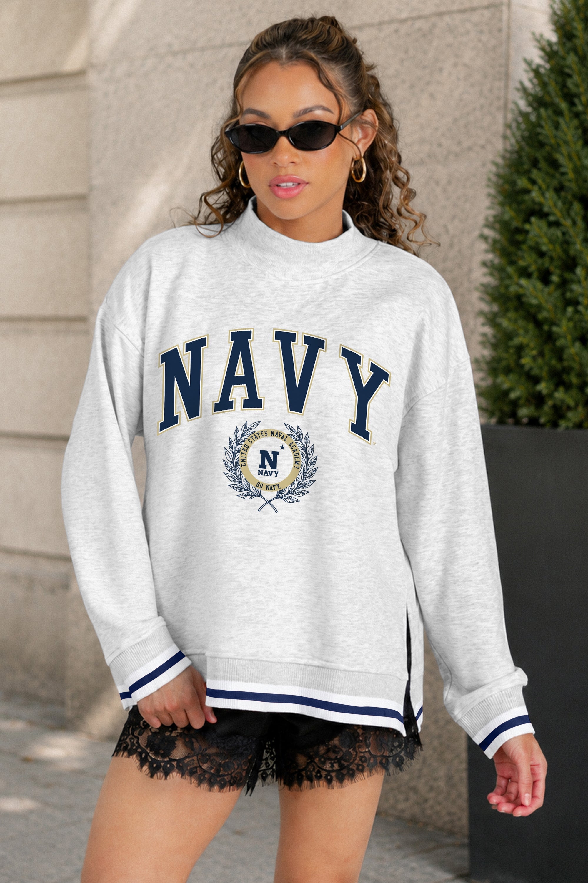US NAVY MIDSHIPMEN RALLY POINT CONTRAST MOCKNECK PULLOVER