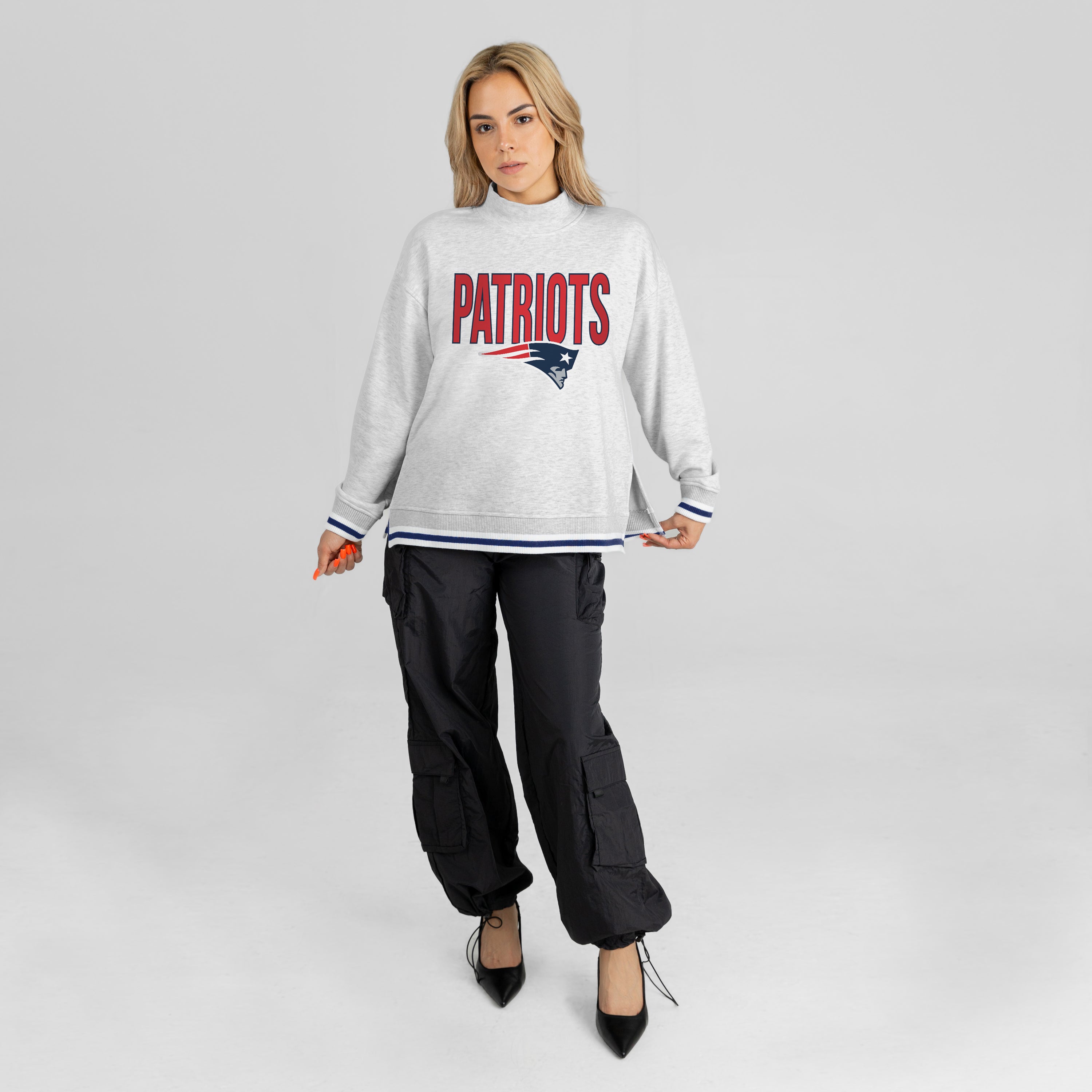 NEW ENGLAND PATRIOTS RALLY POINT CONTRAST MOCKNECK PULLOVER