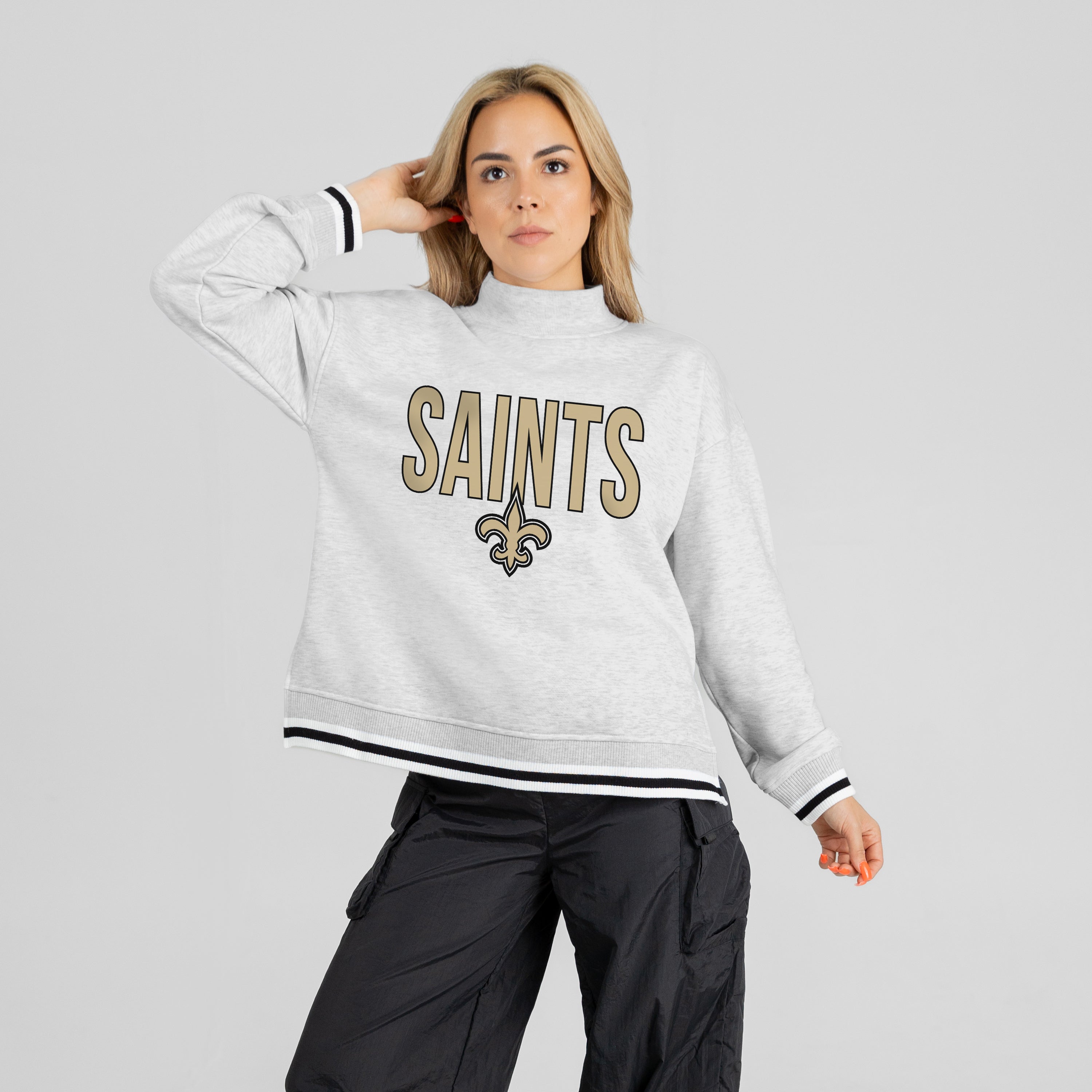 NEW ORLEANS SAINTS RALLY POINT CONTRAST MOCKNECK PULLOVER