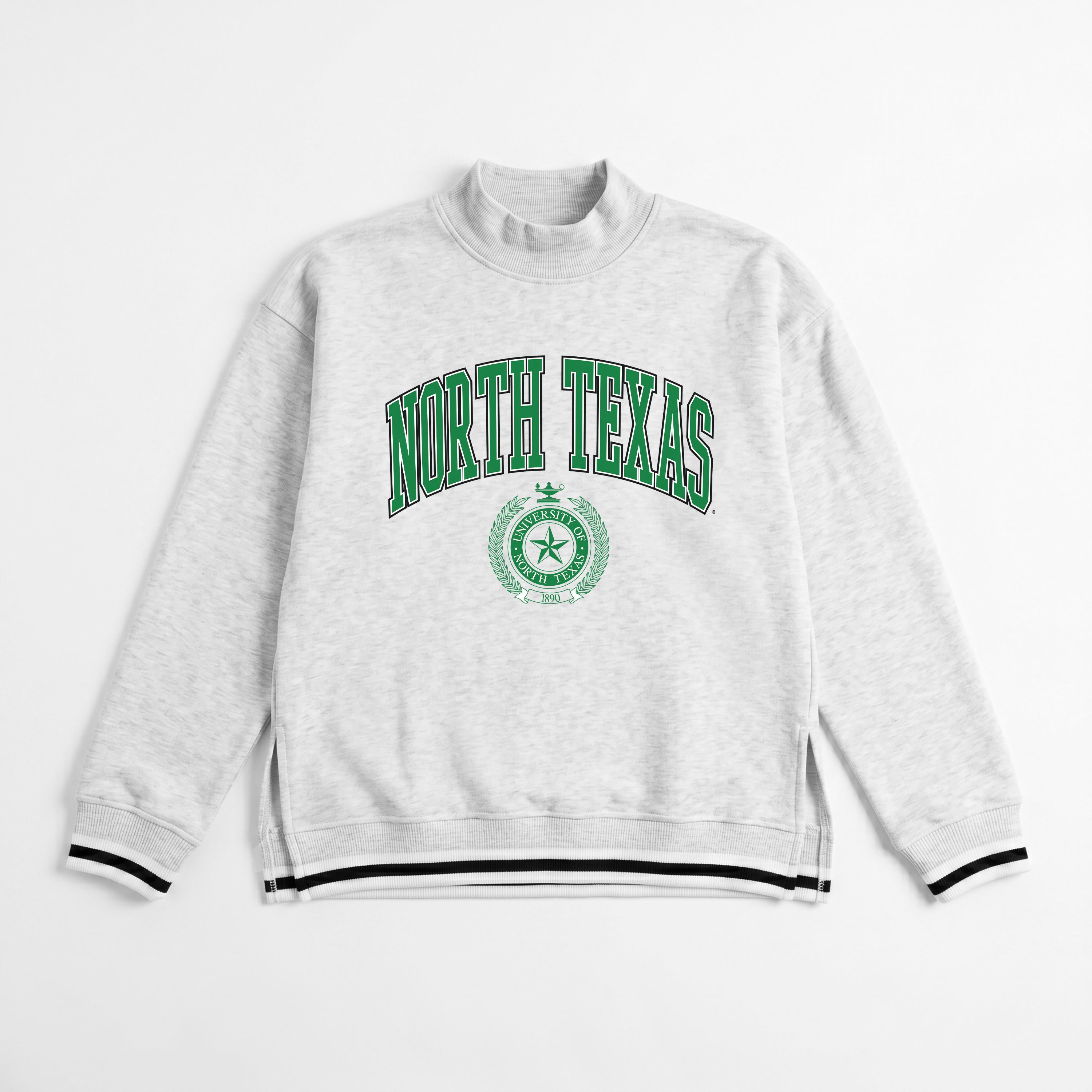 NORTH TEXAS MEAN GREEN RALLY POINT CONTRAST MOCKNECK PULLOVER