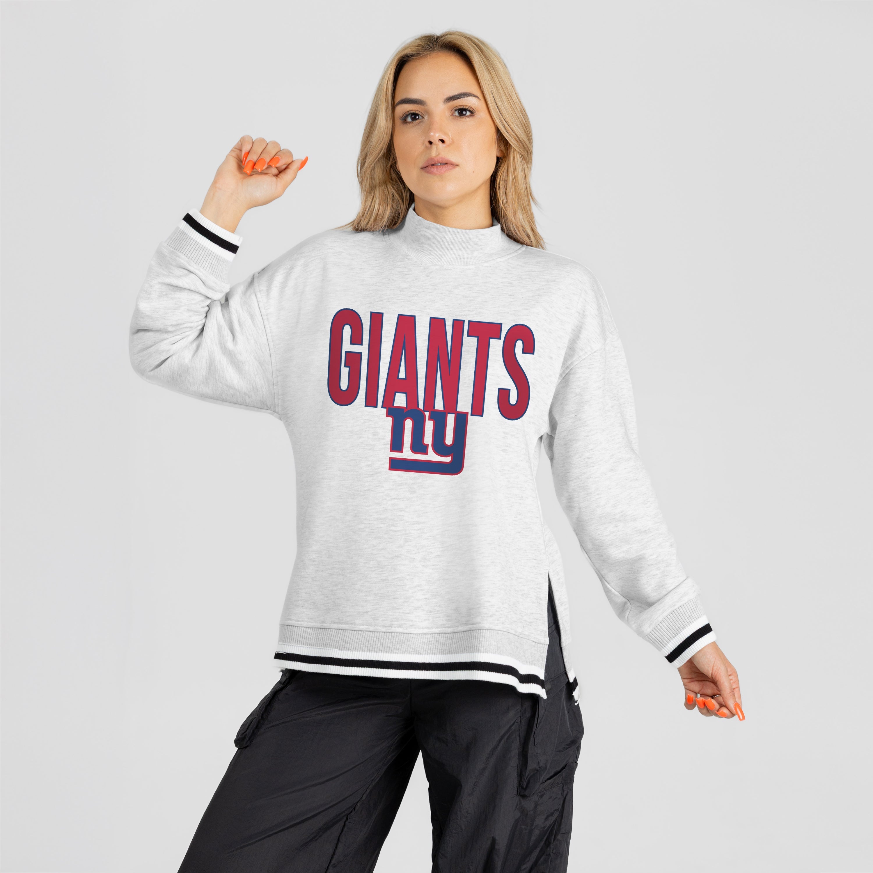 NEW YORK GIANTS RALLY POINT CONTRAST MOCKNECK PULLOVER