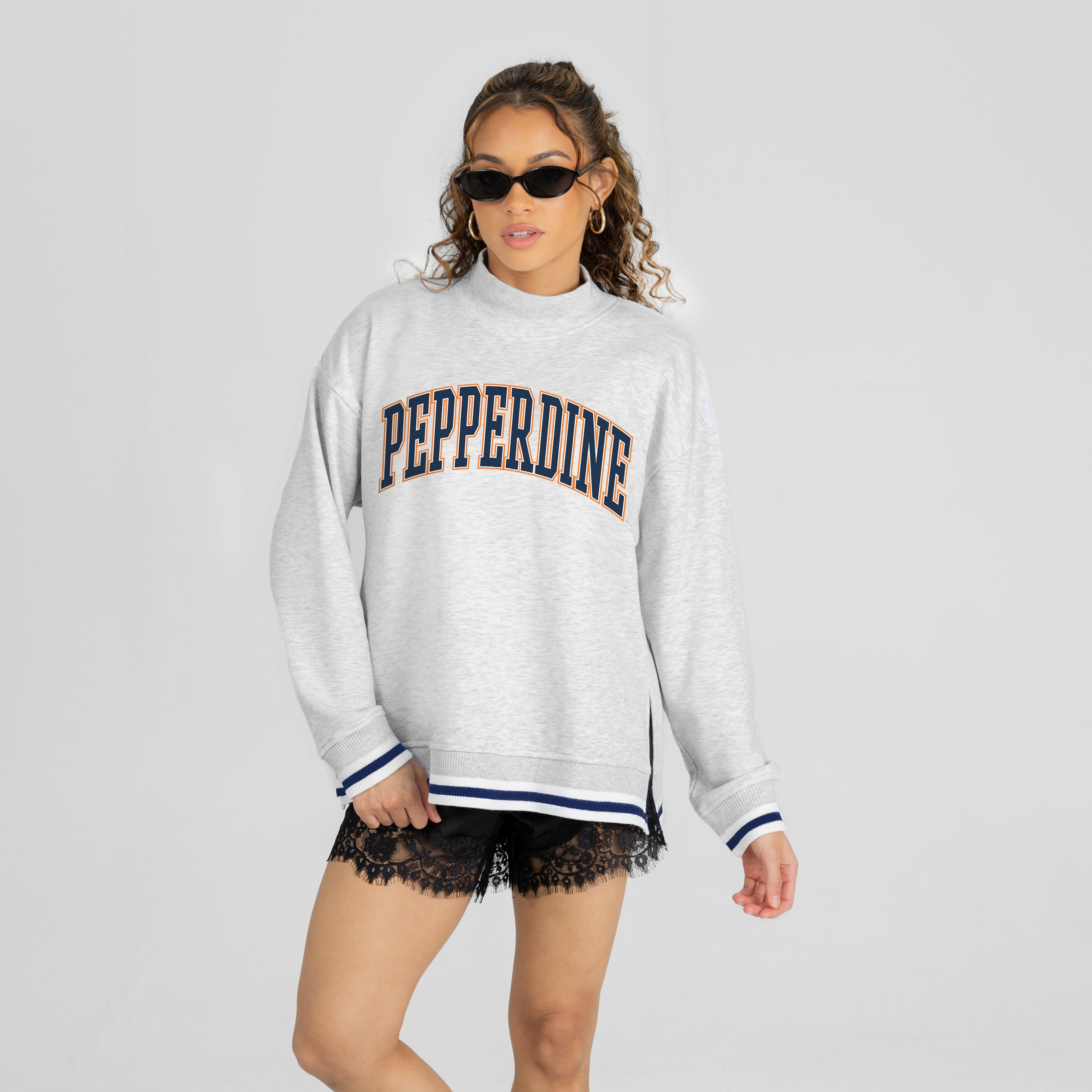 PEPPERDINE WAVES RALLY POINT CONTRAST MOCKNECK PULLOVER