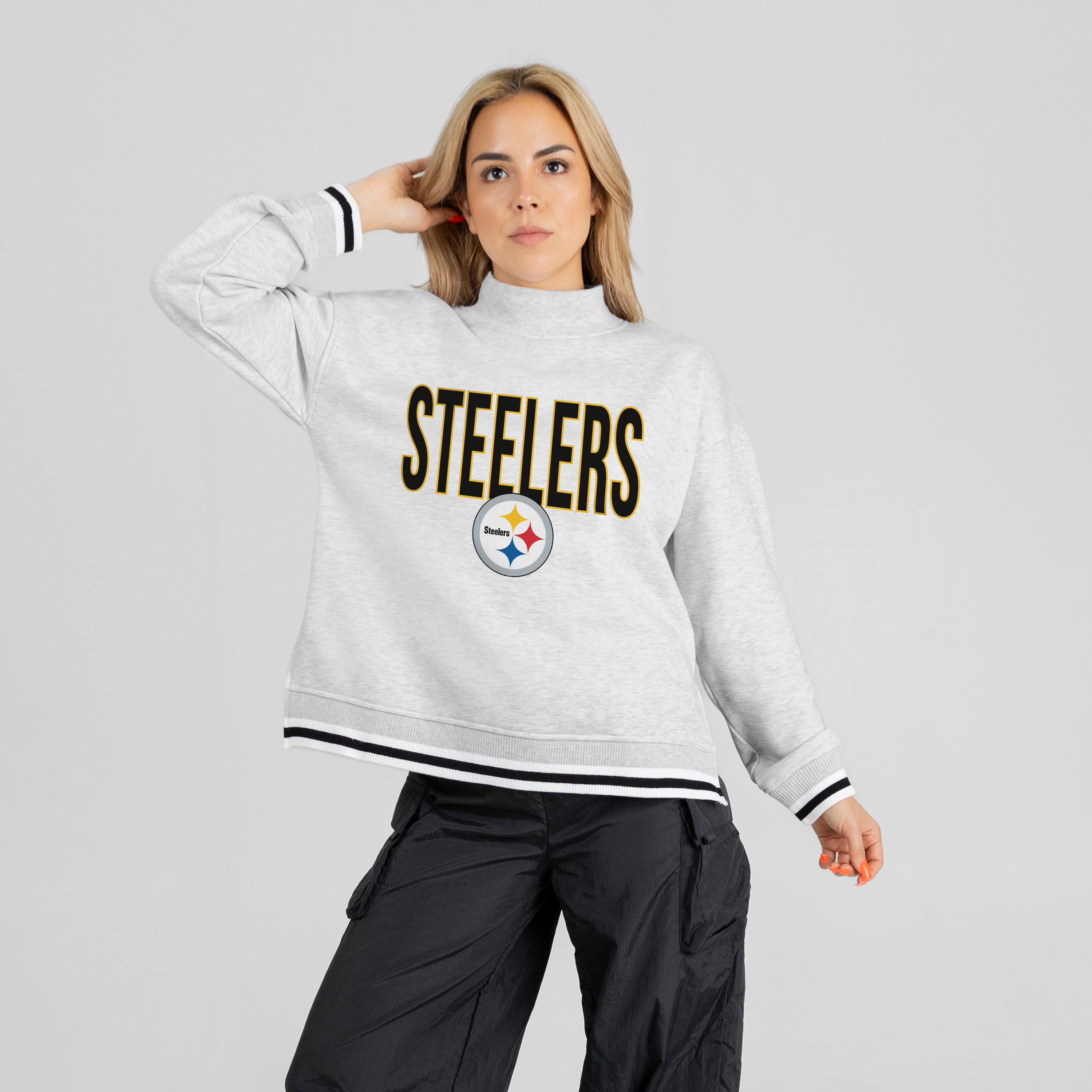 PITTSBURGH STEELERS RALLY POINT CONTRAST MOCKNECK PULLOVER