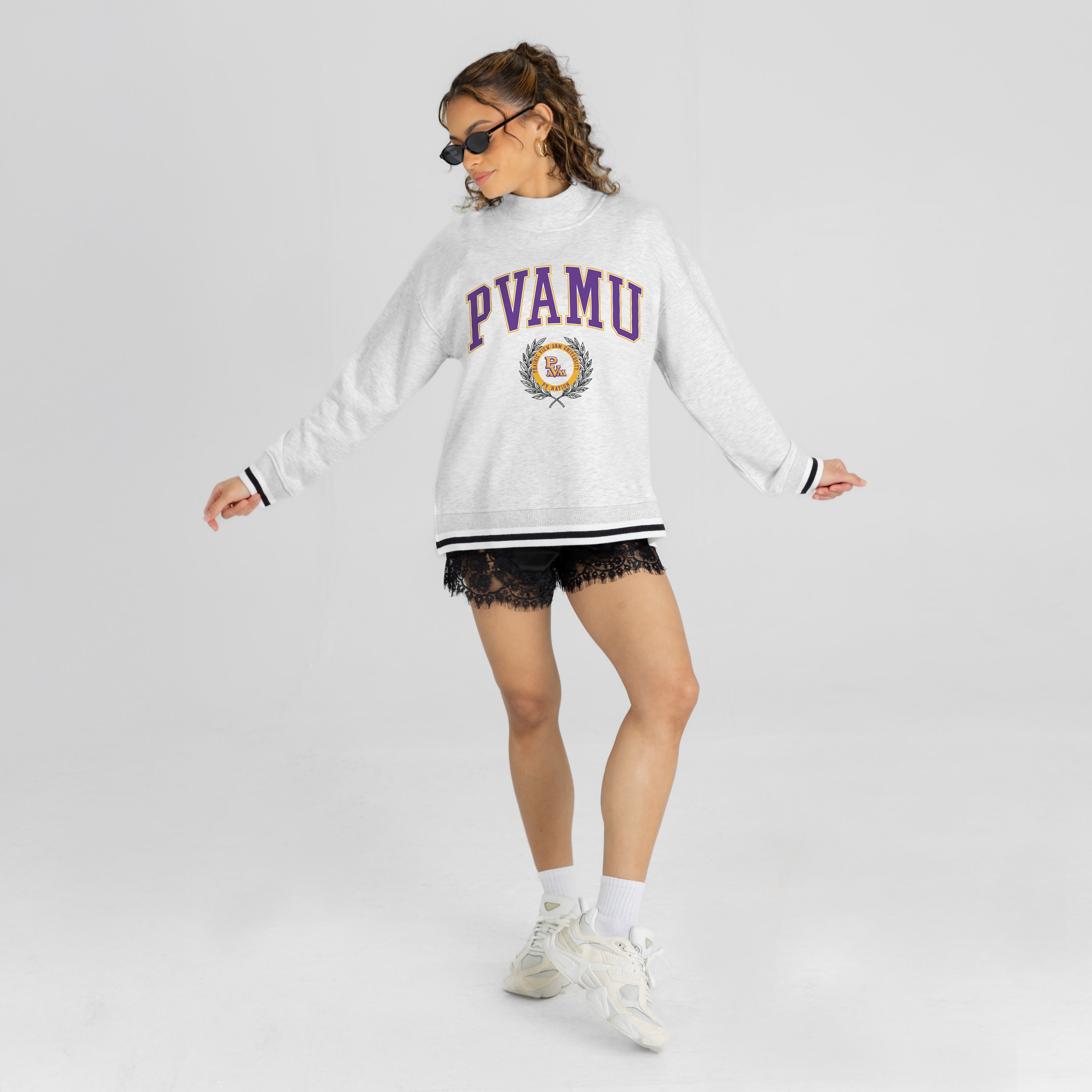 PRAIRIE VIEW A&M PANTHERS RALLY POINT CONTRAST MOCKNECK PULLOVER