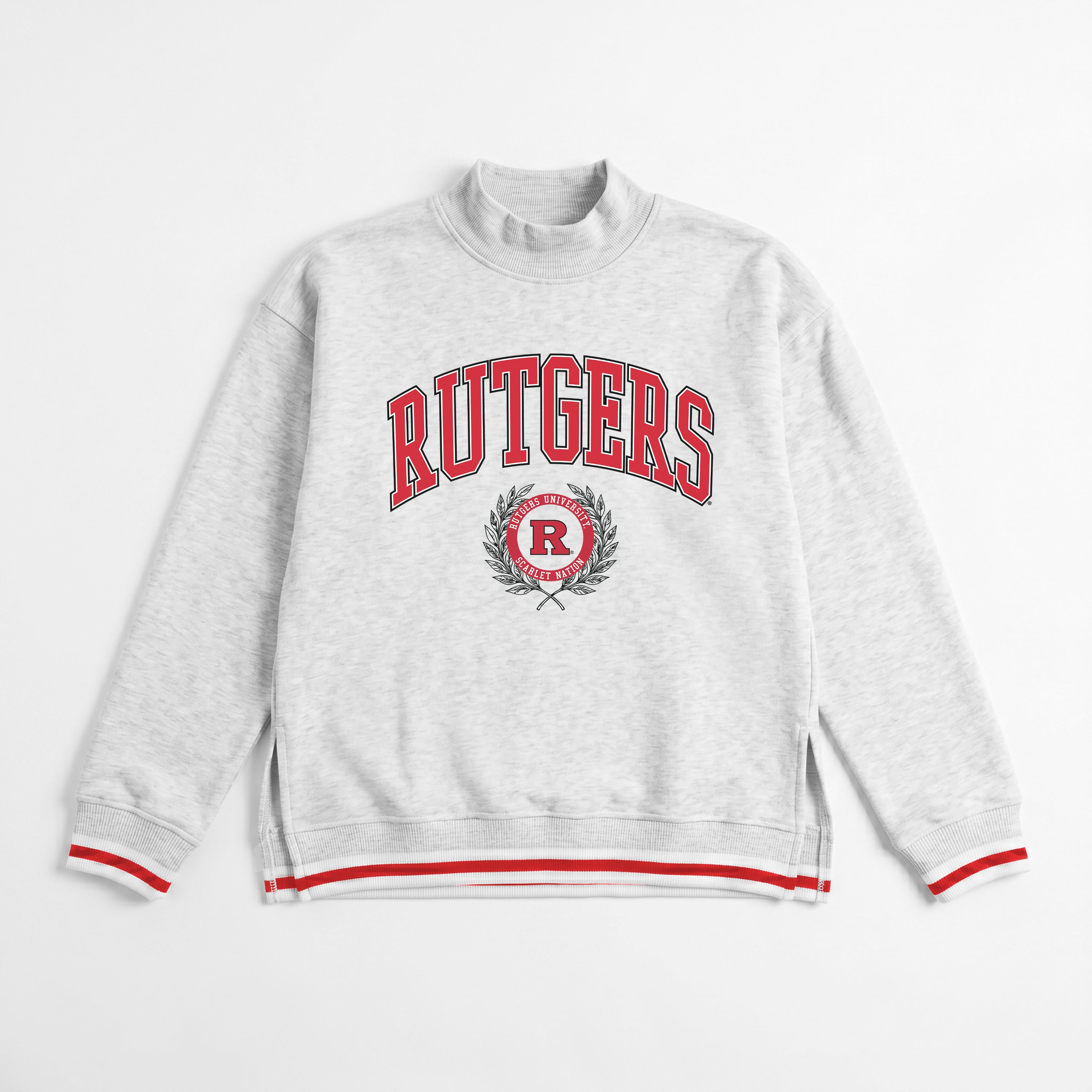 RUTGERS SCARLET KNIGHTS RALLY POINT CONTRAST MOCKNECK PULLOVER
