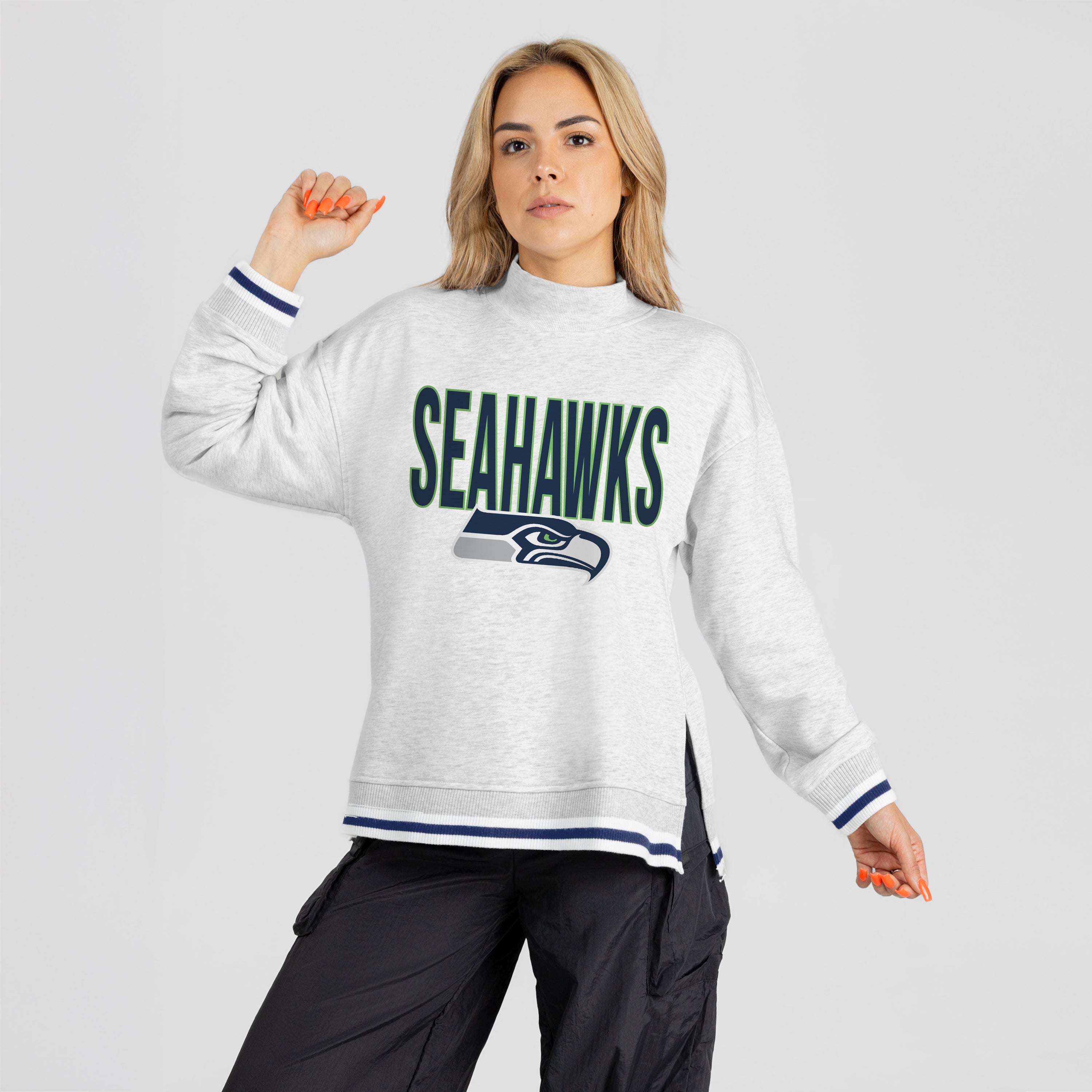 SEATTLE SEAHAWKS RALLY POINT CONTRAST MOCKNECK PULLOVER