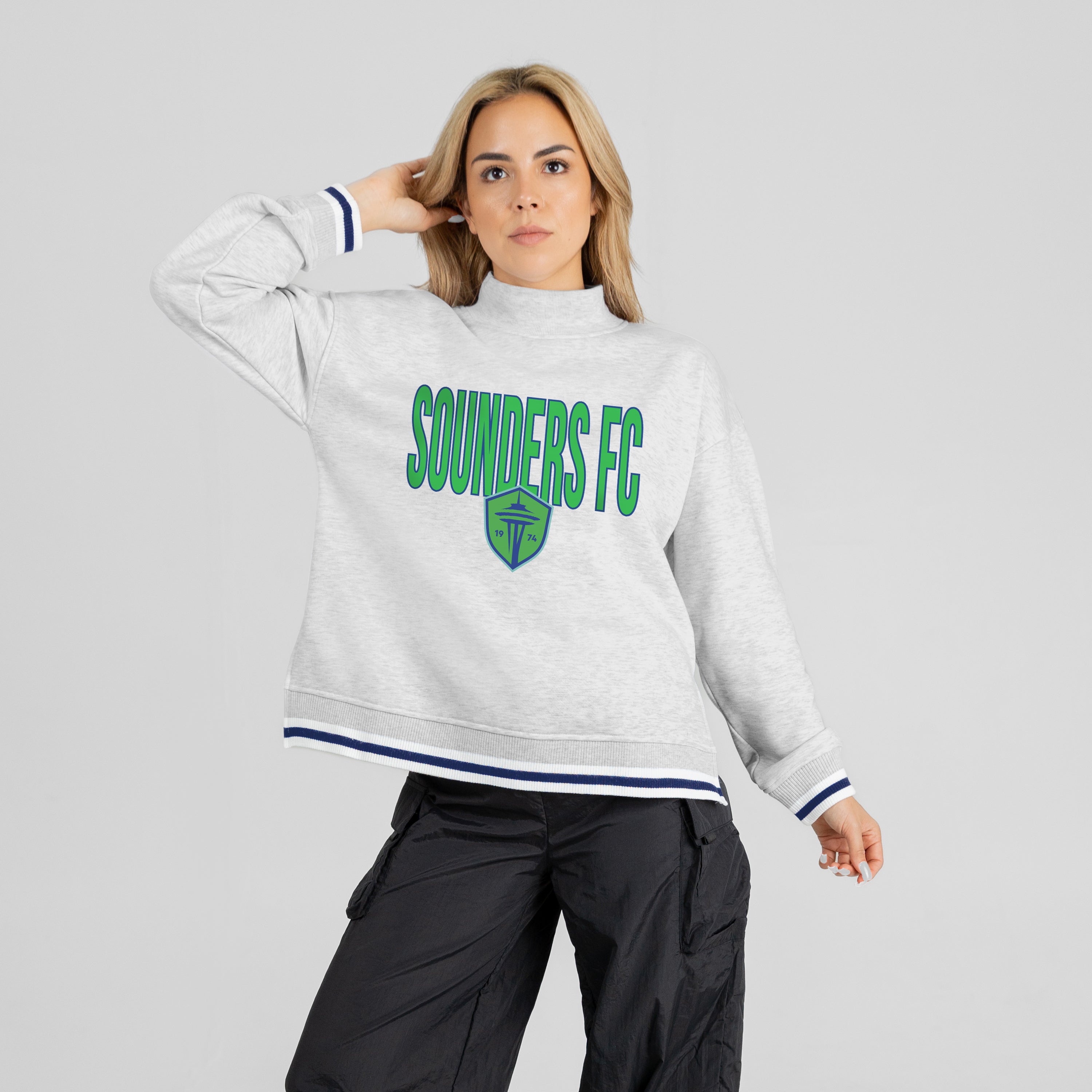 SEATTLE SOUNDERS FC RALLY POINT CONTRAST MOCKNECK PULLOVER
