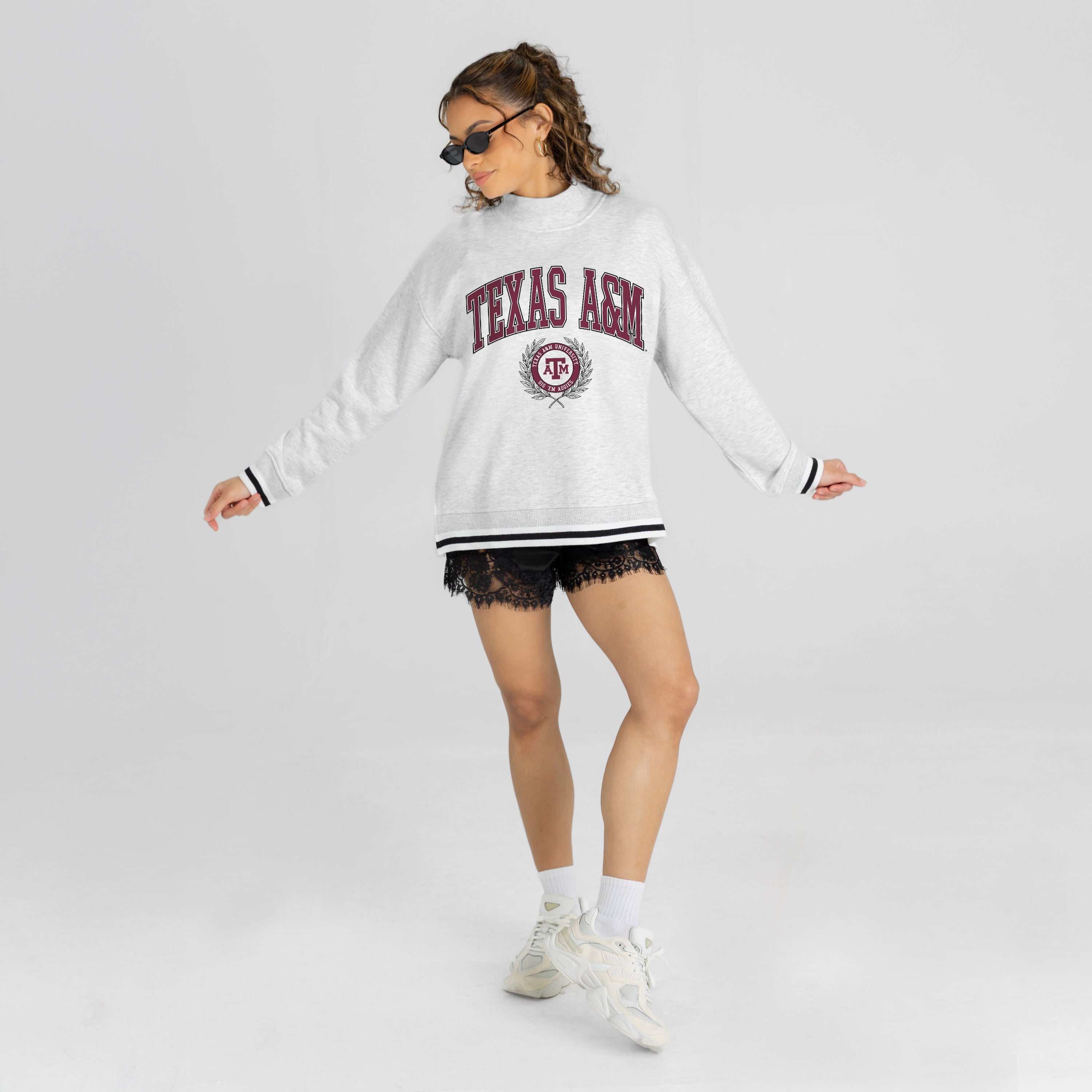 TEXAS A&M AGGIES RALLY POINT CONTRAST MOCKNECK PULLOVER