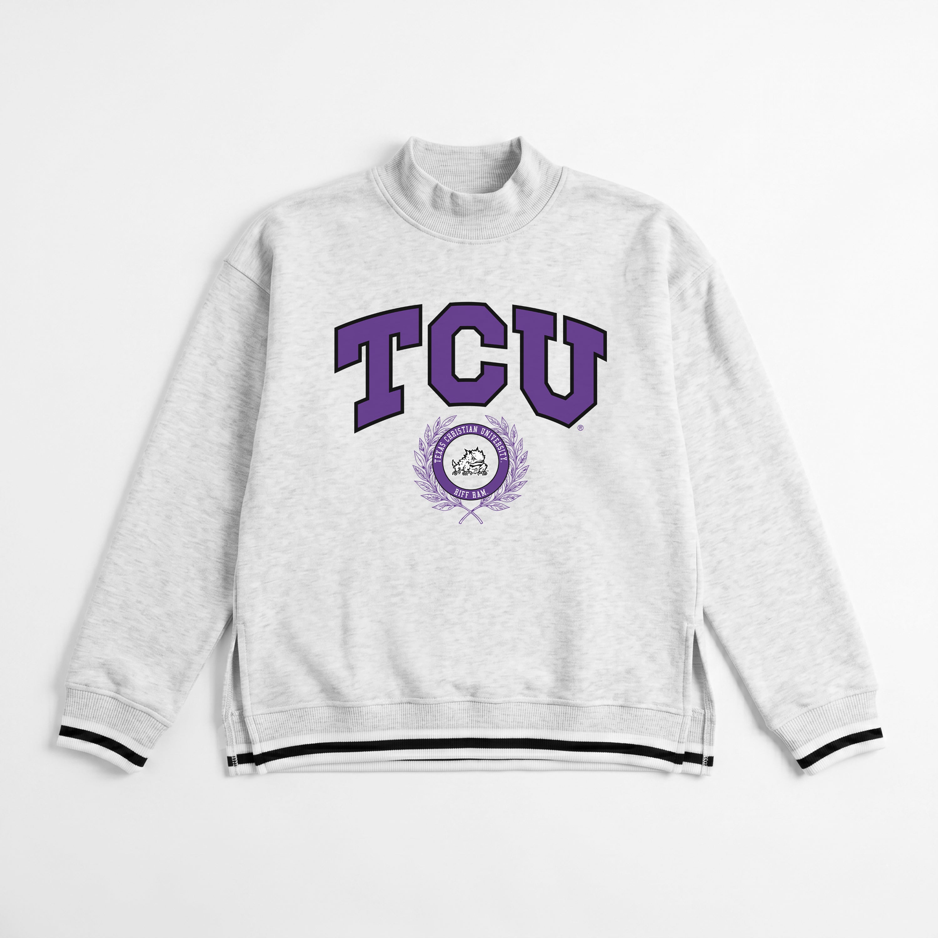 TCU HORNED FROGS RALLY POINT CONTRAST MOCKNECK PULLOVER