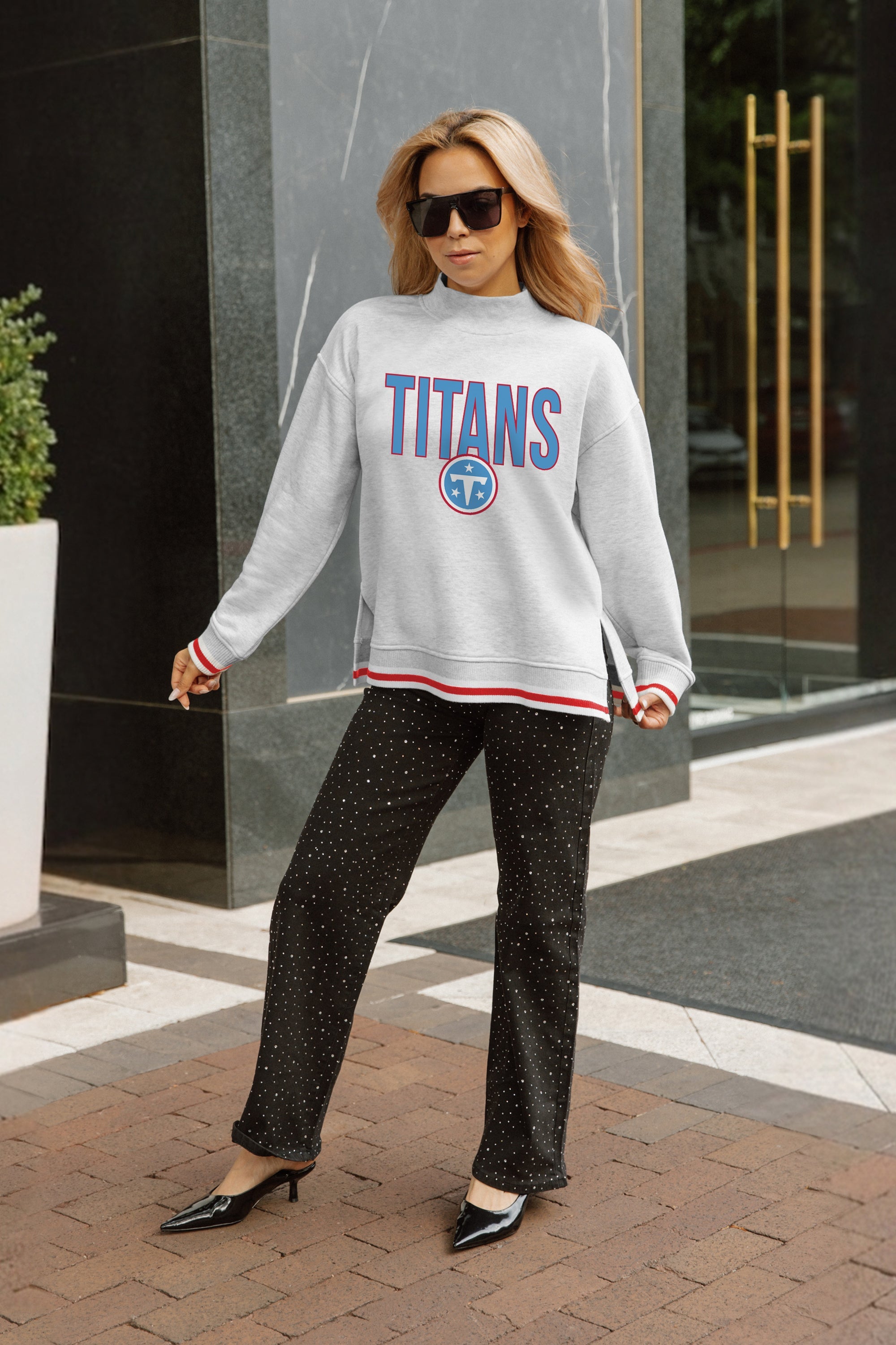TENNESSEE TITANS RALLY POINT CONTRAST MOCKNECK PULLOVER