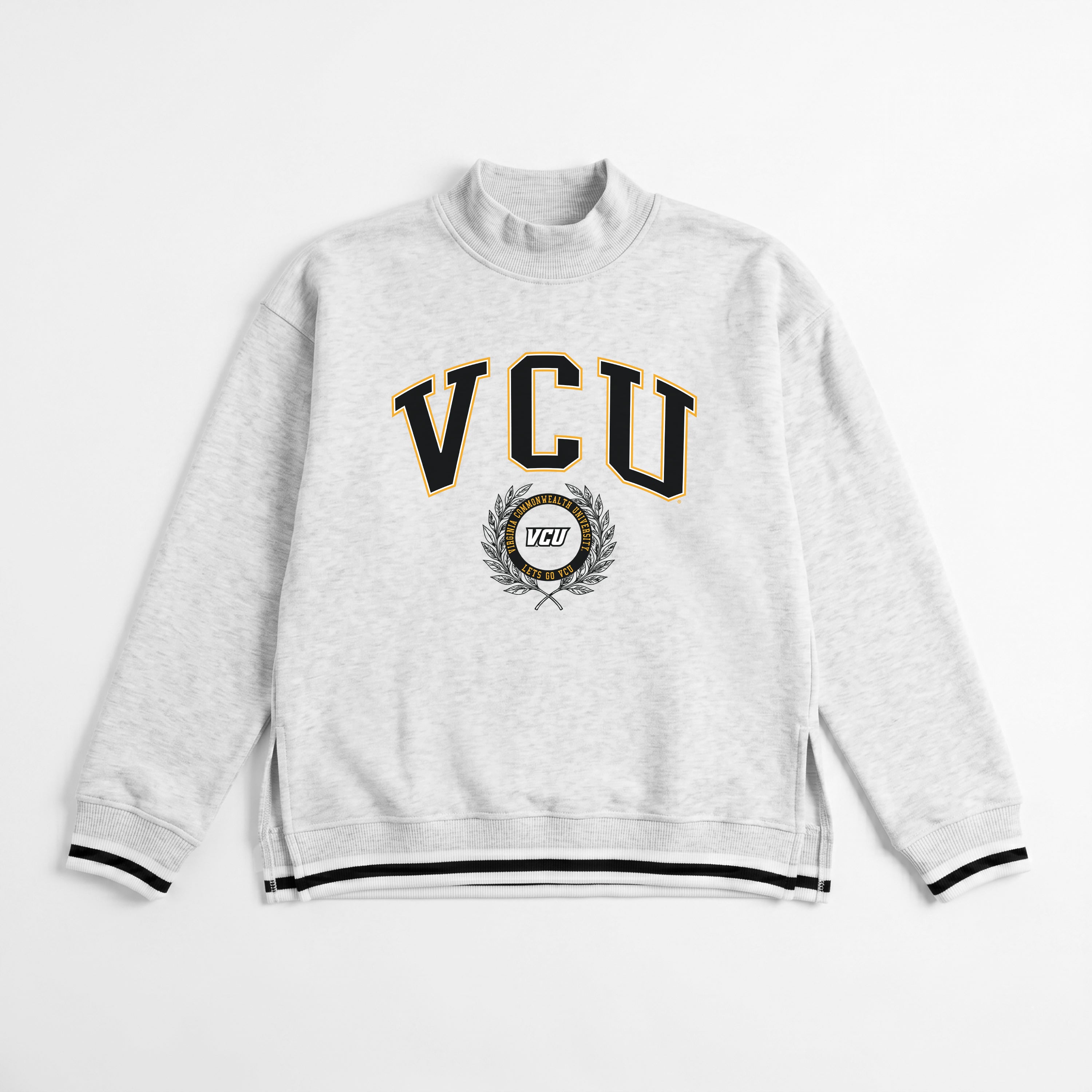 VIRGINIA COMMONWEALTH RAMS RALLY POINT CONTRAST MOCKNECK PULLOVER