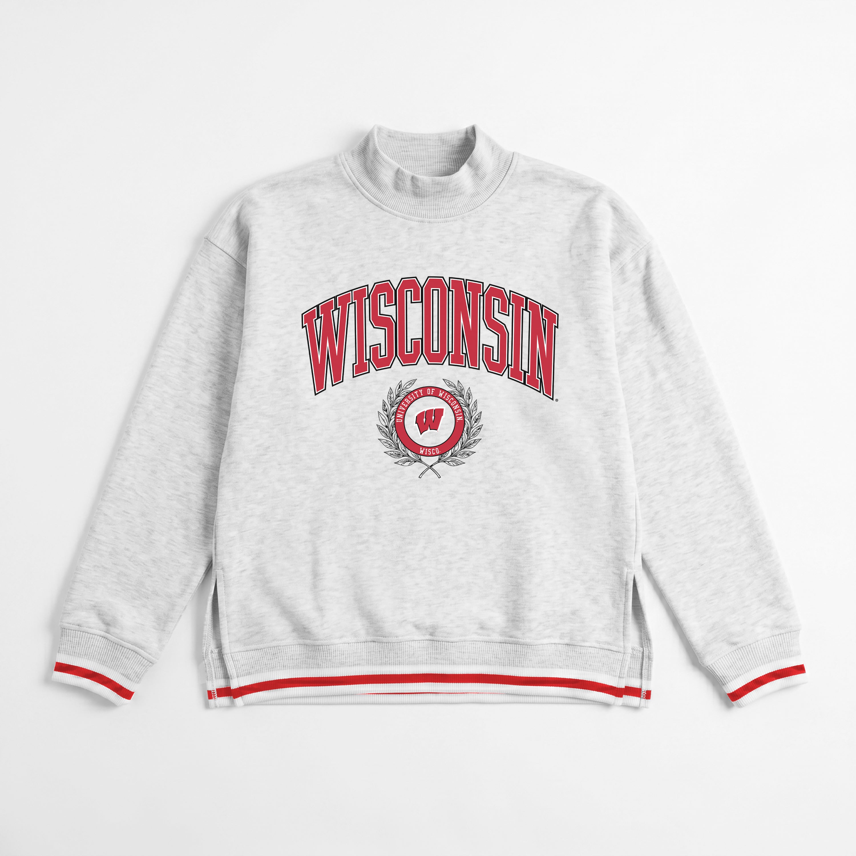 WISCONSIN BADGERS RALLY POINT CONTRAST MOCKNECK PULLOVER