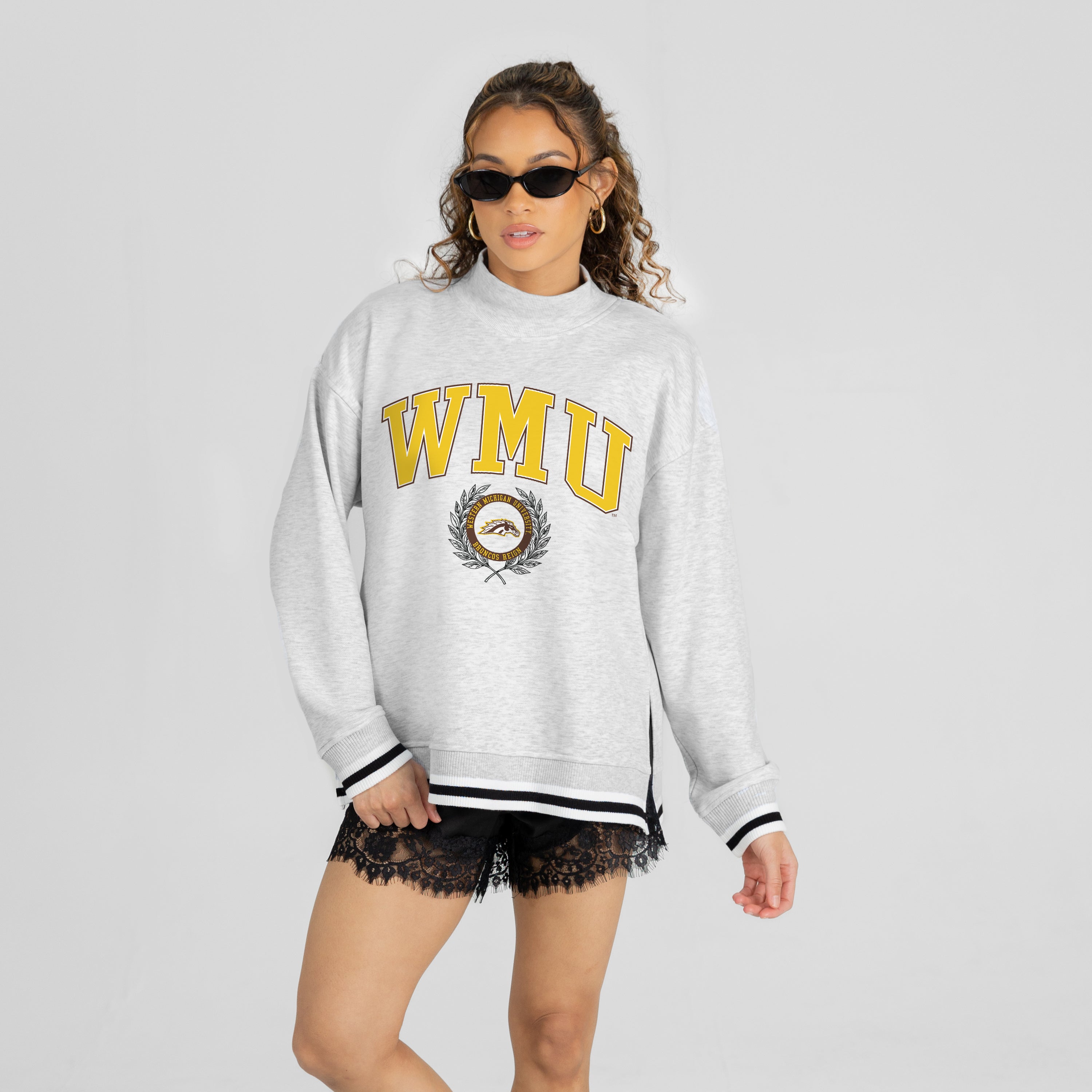 WESTERN MICHIGAN BRONCOS RALLY POINT CONTRAST MOCKNECK PULLOVER