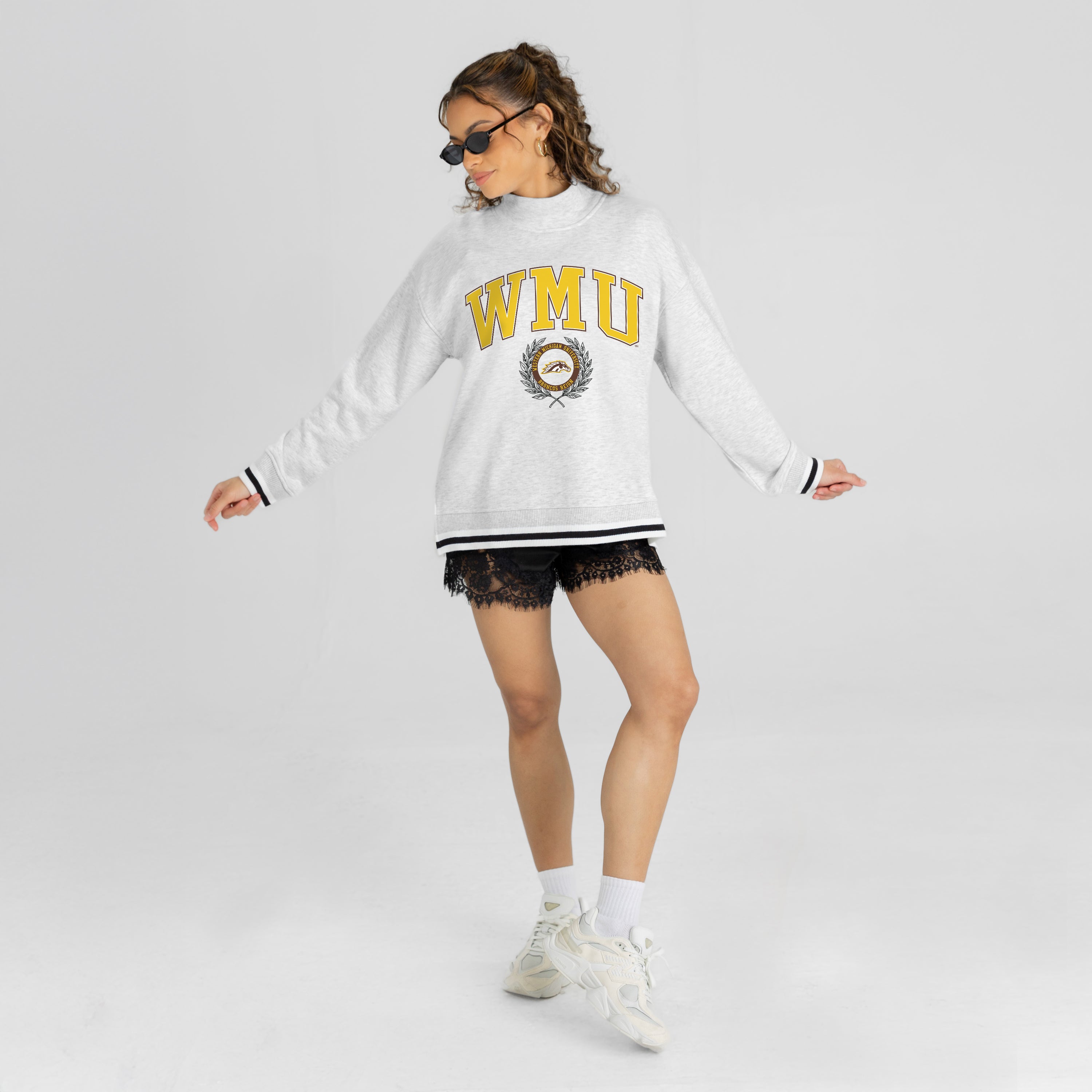 WESTERN MICHIGAN BRONCOS RALLY POINT CONTRAST MOCKNECK PULLOVER