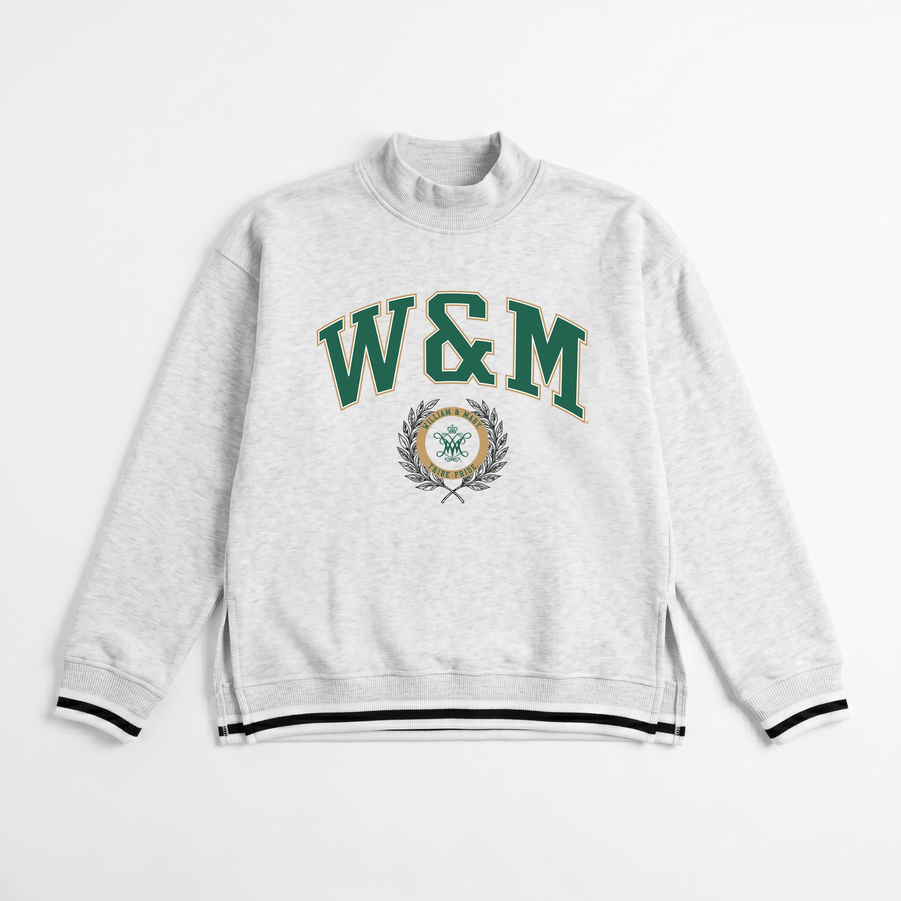 WILLIAM & MARY TRIBE RALLY POINT CONTRAST MOCKNECK PULLOVER