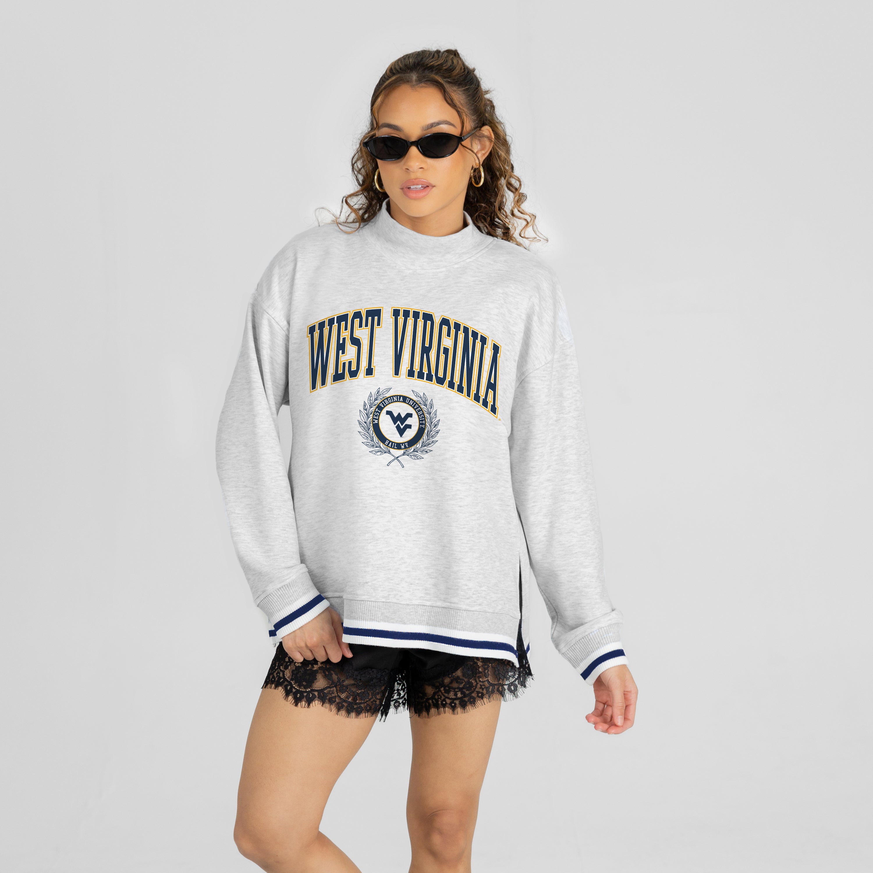 WEST VIRGINIA MOUNTAINEERS RALLY POINT CONTRAST MOCKNECK PULLOVER