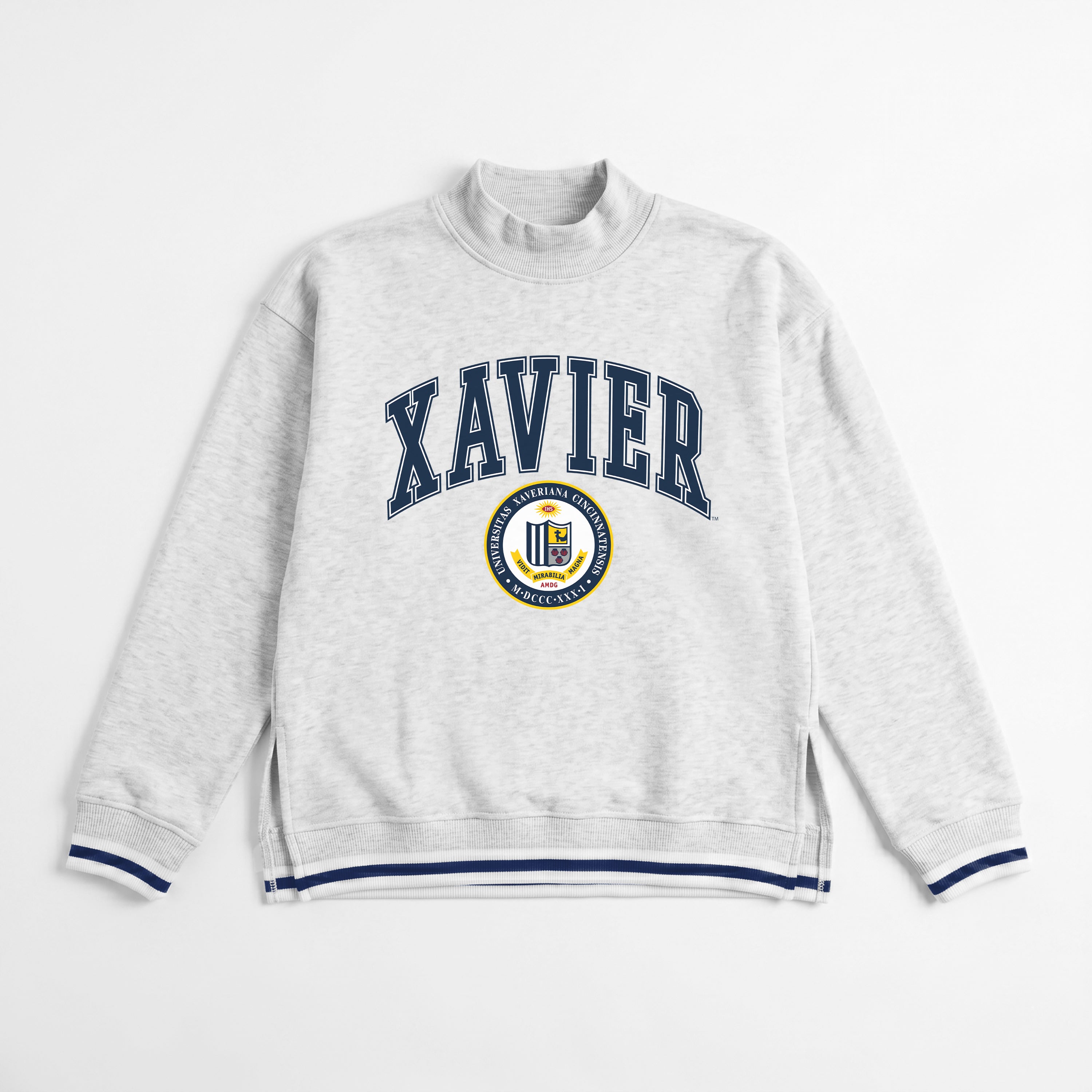 XAVIER MUSKETEERS RALLY POINT CONTRAST MOCKNECK PULLOVER