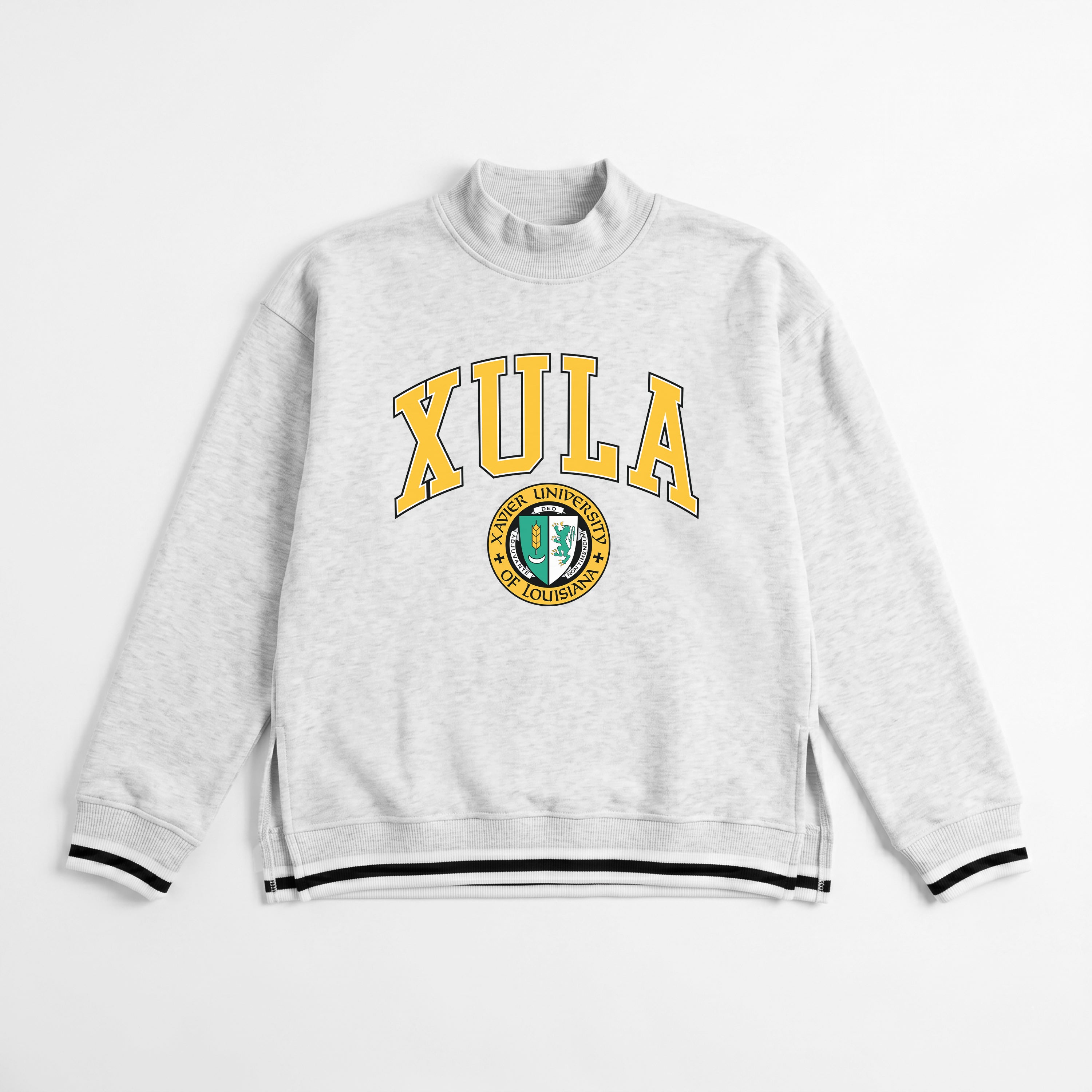 XAVIER UNIVERSITY OF LOUISIANA GOLD RALLY POINT CONTRAST MOCKNECK PULLOVER