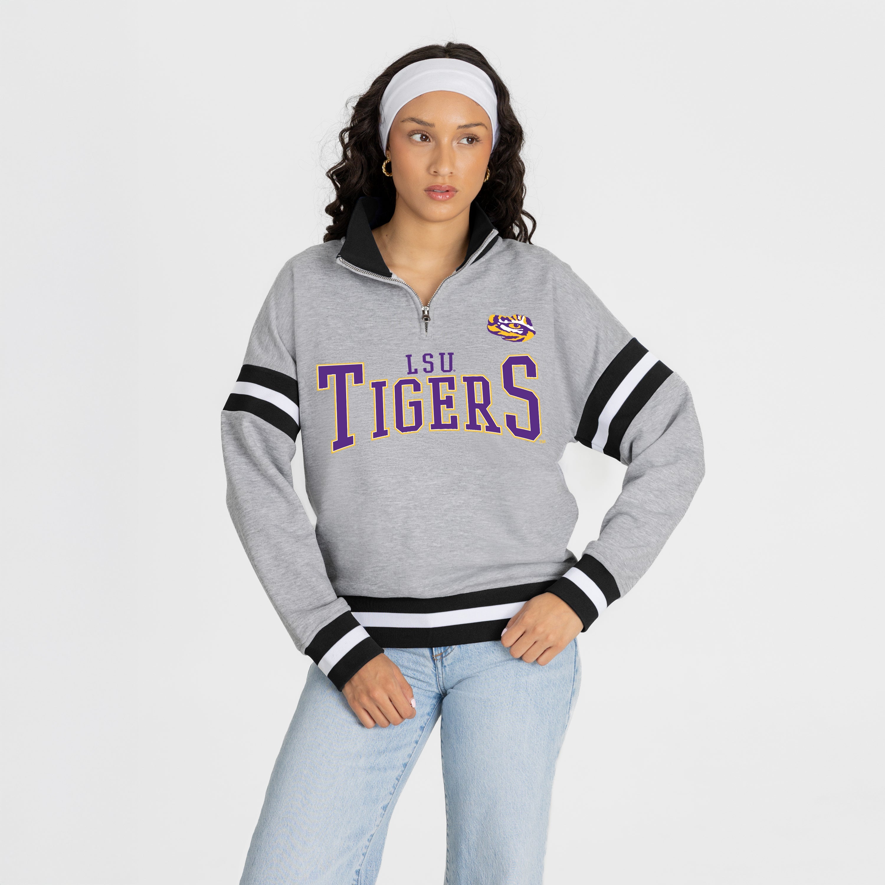 LSU TIGERS HOLD THE LINE PREMIUM QUARTER-ZIP PULLOVER