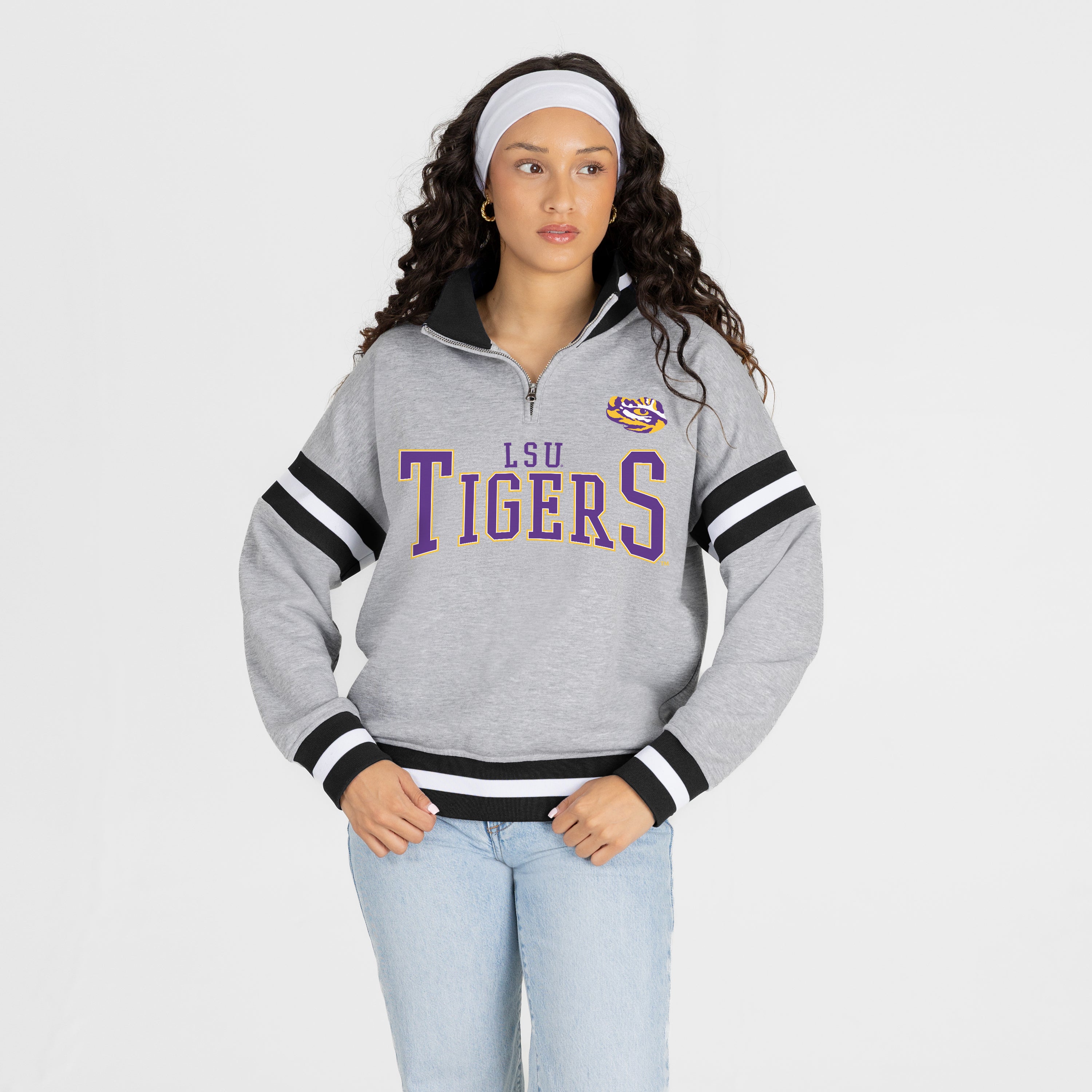 LSU TIGERS HOLD THE LINE PREMIUM QUARTER-ZIP PULLOVER